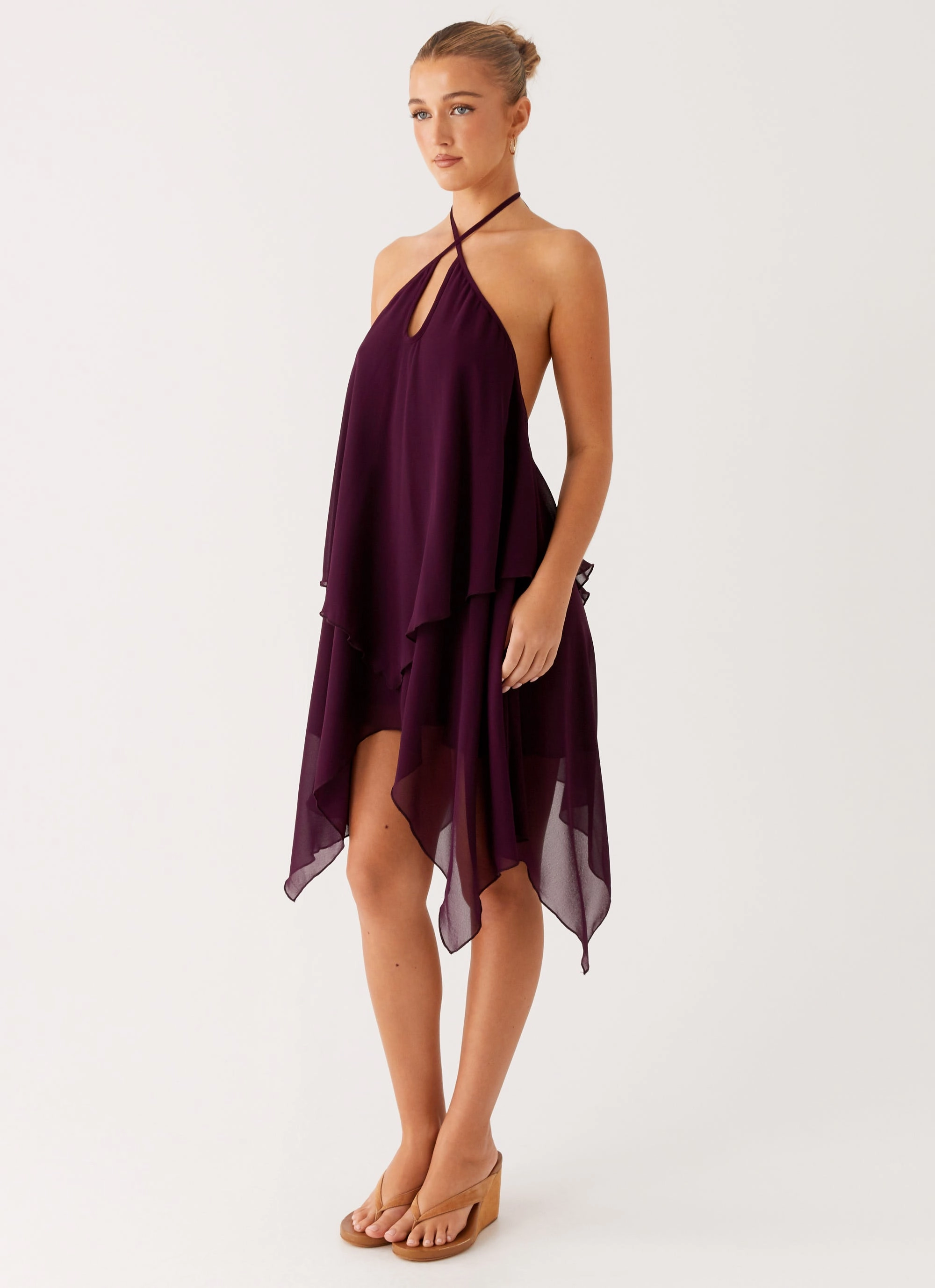 Layered Fit Dalenti Midi Dress - Plum