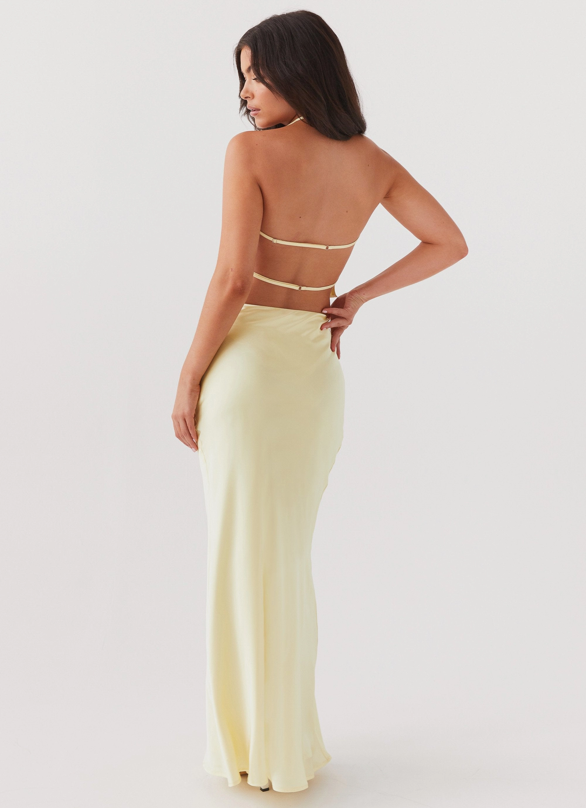 anti slip grip Ivanna Satin Maxi Skirt - Lemon