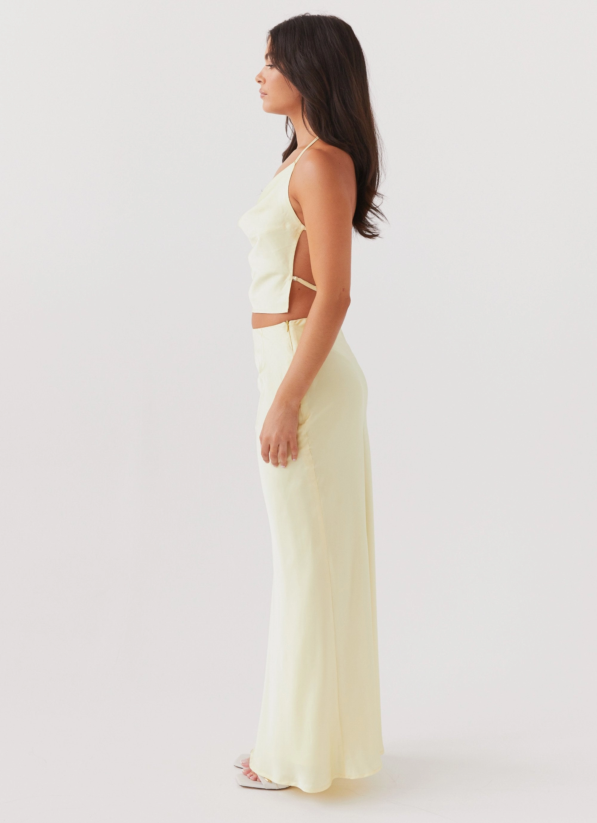 Ivanna Satin Maxi Skirt - Lemon Durable Water Repellent