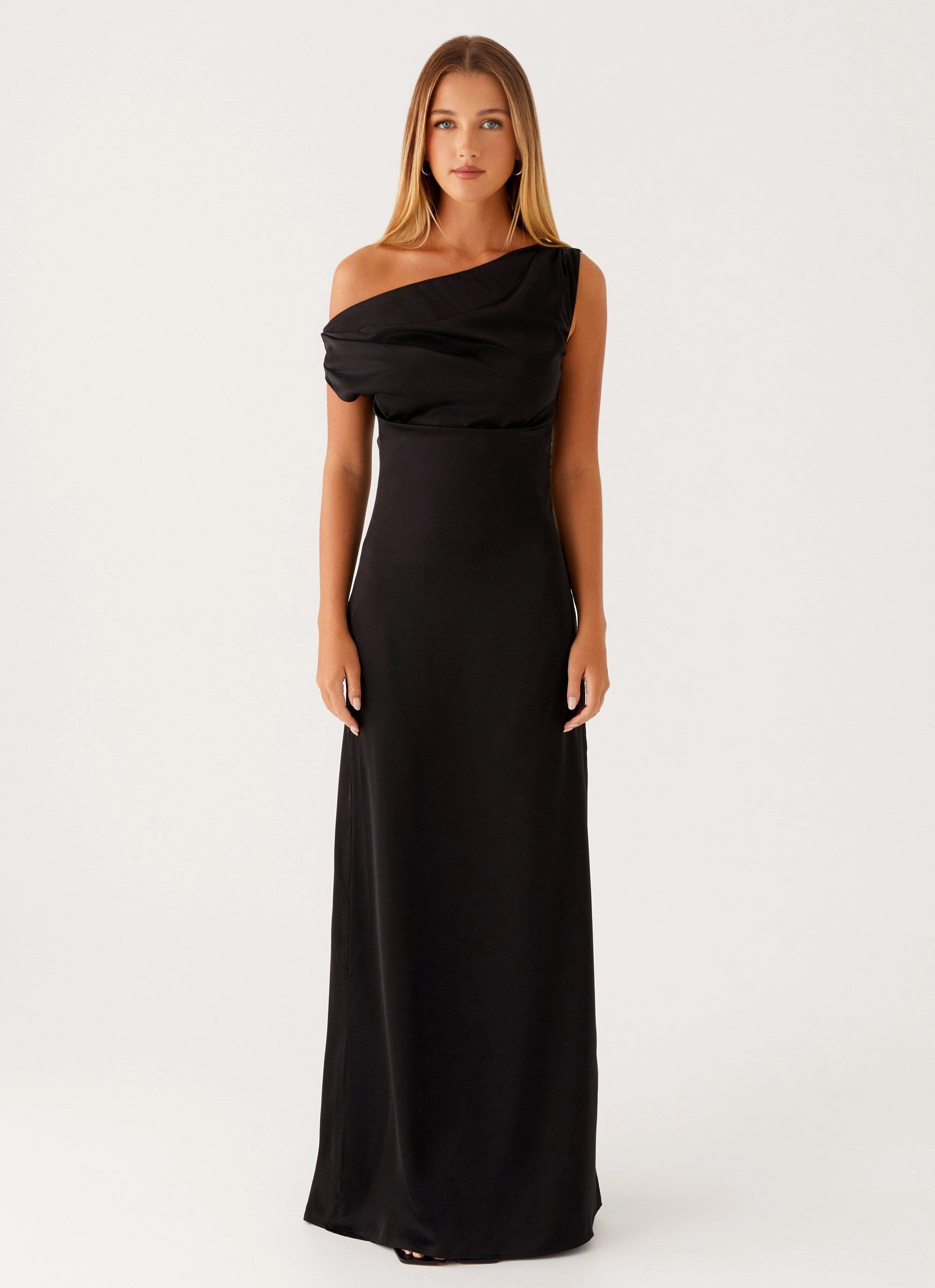 Urban Cool Heart Of Glass Satin Maxi Dress - Black