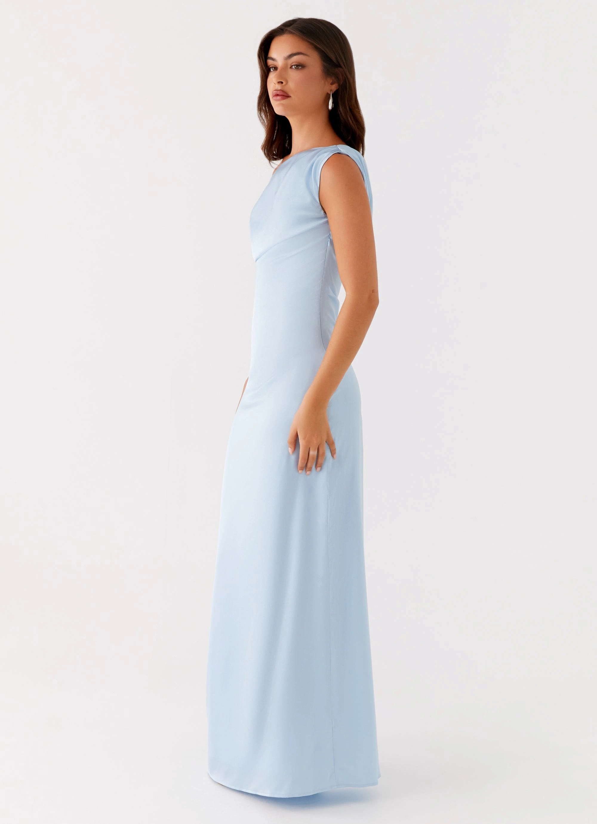 Heart Of Glass Satin Maxi Dress - Blue Quick Drying Smooth Motion