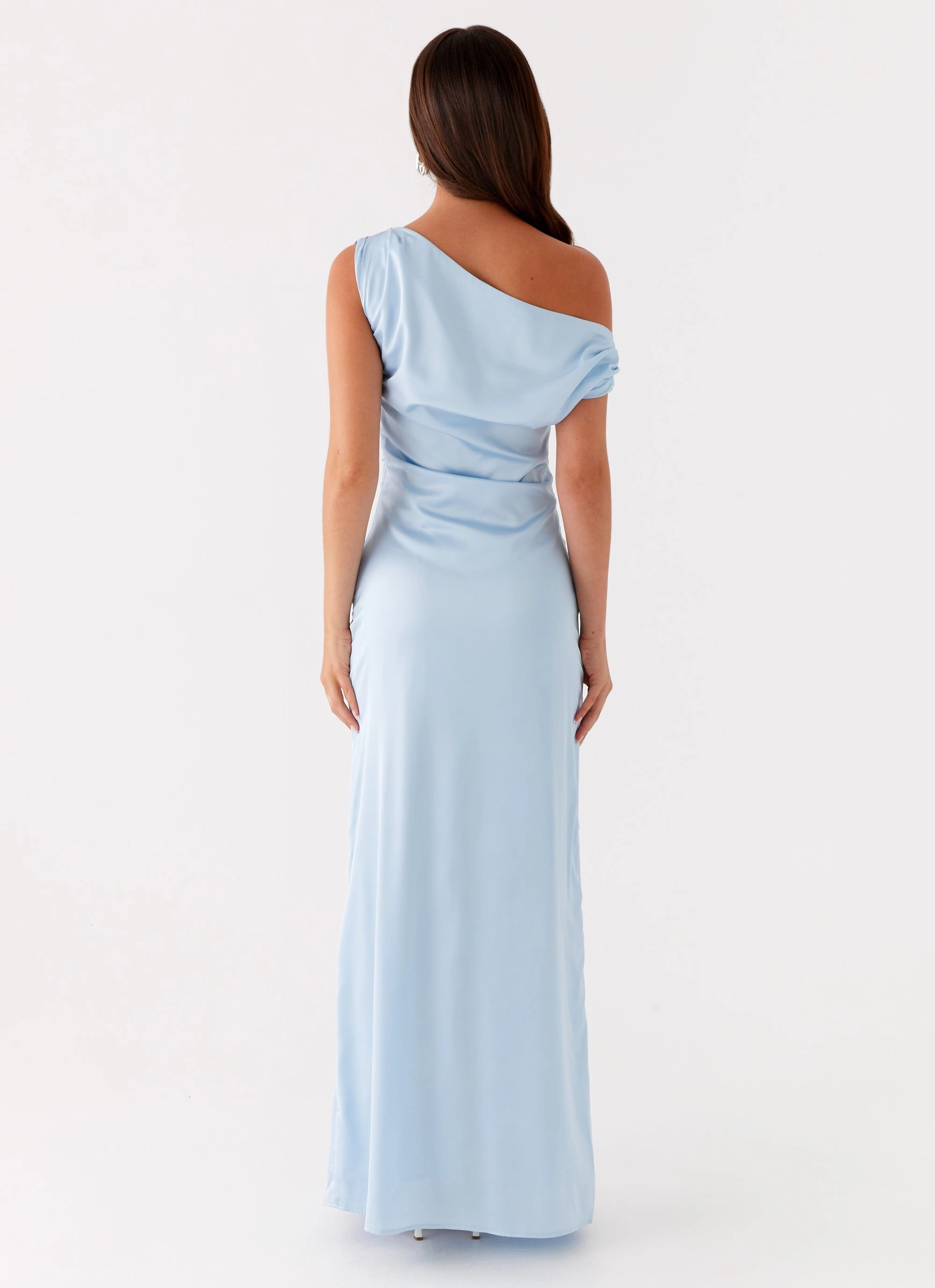 Heart Of Glass Satin Maxi Dress - Blue Matte Look