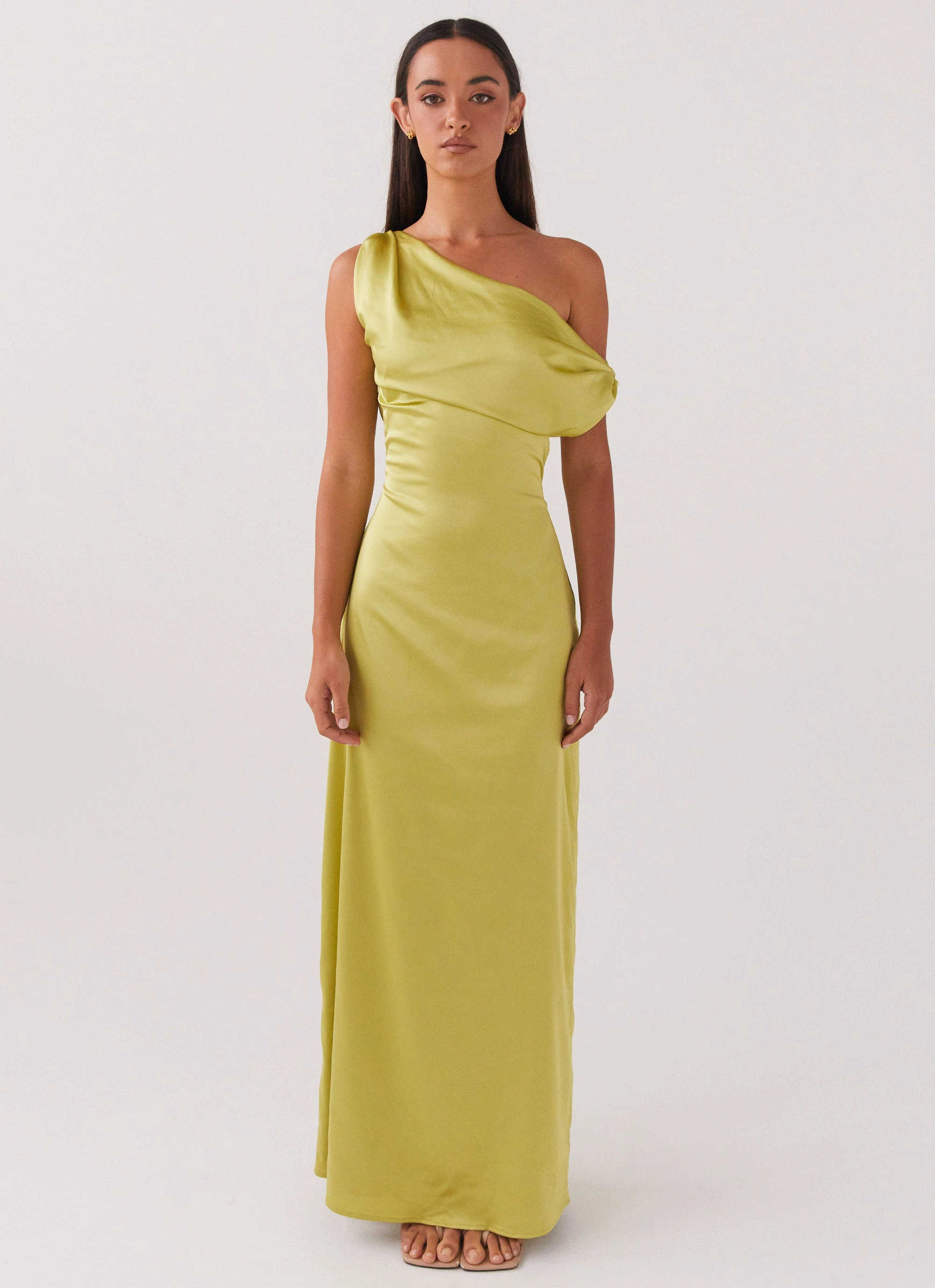Heart Of Glass Satin Maxi Dress - Chartreuse Durable-Fabric