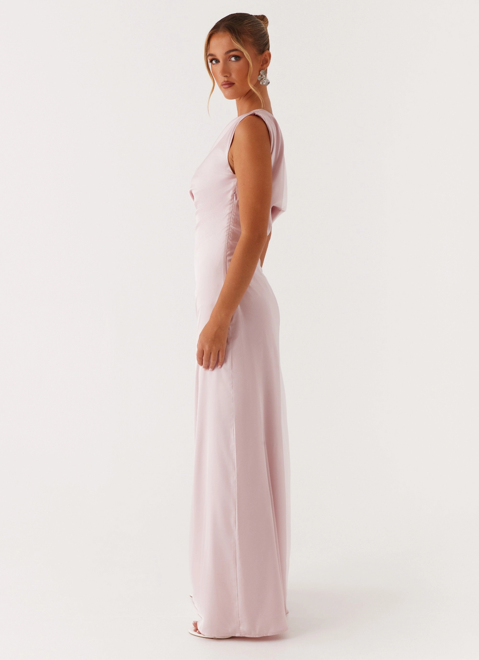 Heart Of Glass Satin Maxi Dress - Pink Chic Harmony