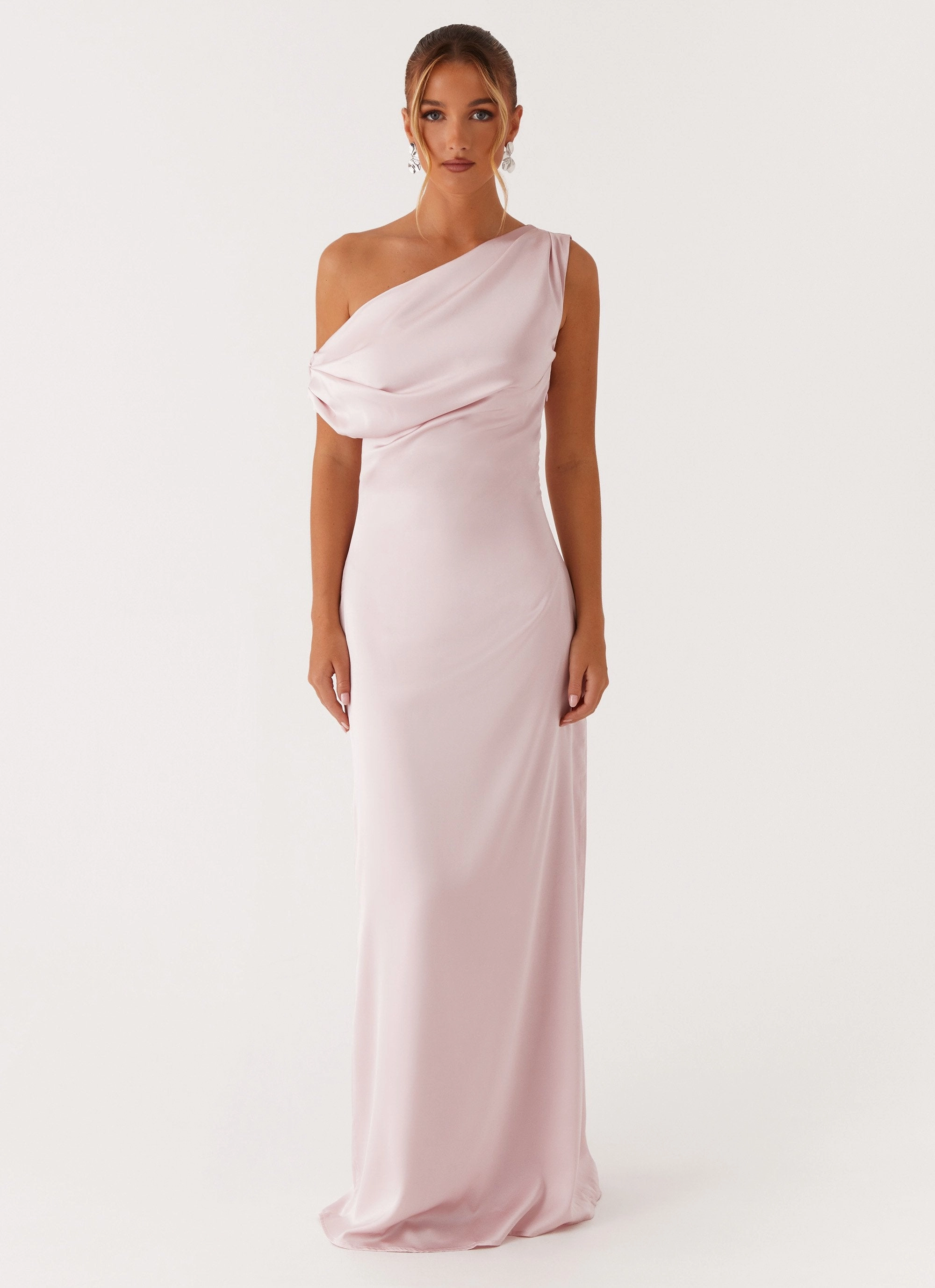 Chill Fashion Versatile Layer Heart Of Glass Satin Maxi Dress - Pink