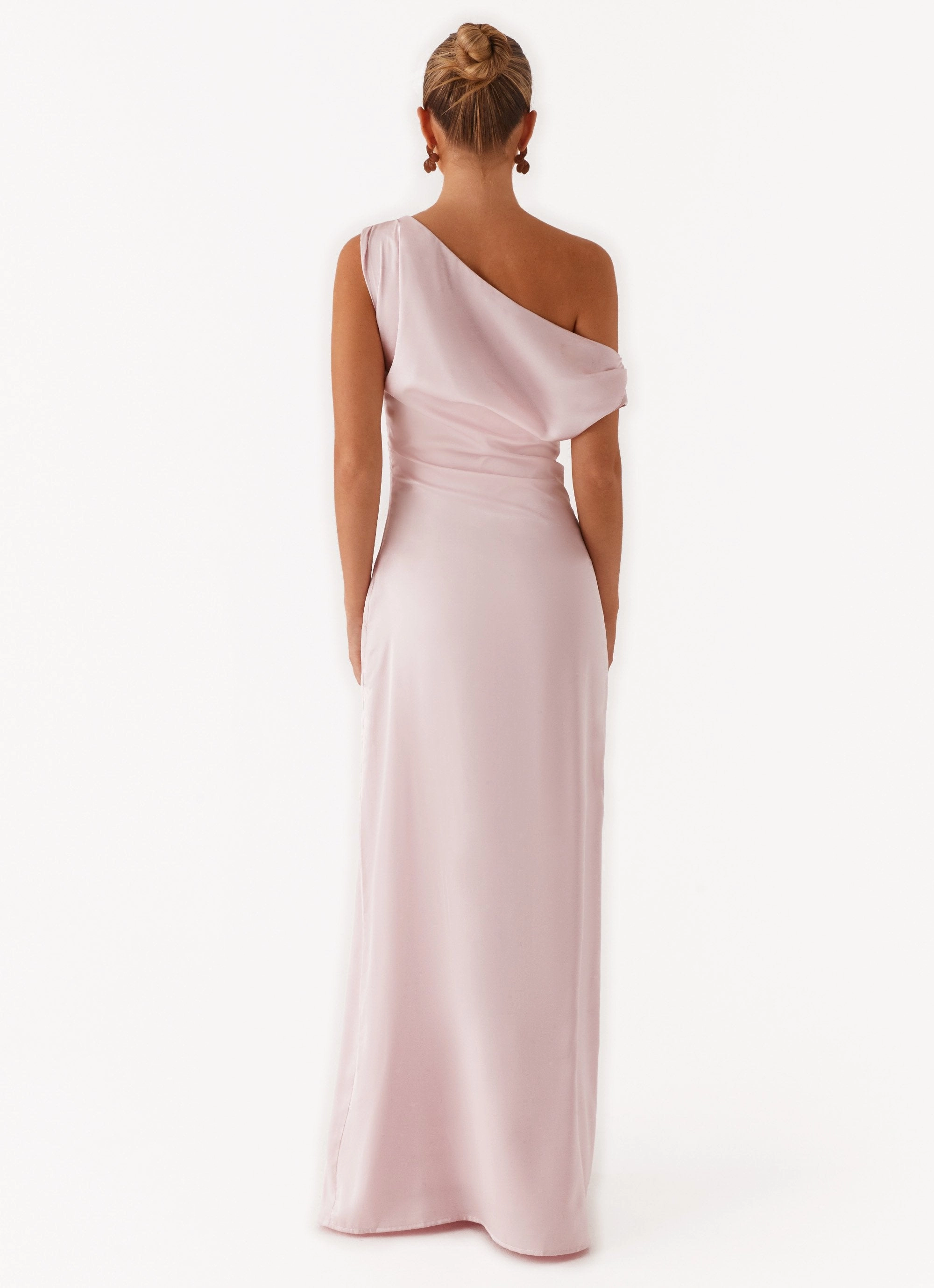 Heart Of Glass Satin Maxi Dress - Pink Lace Ease Pleat Breeze