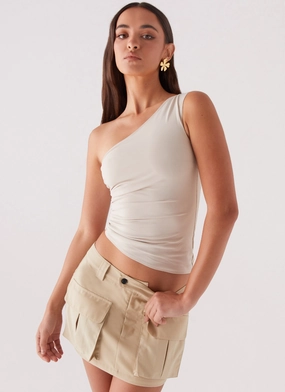Reversible design Long Use Heart To Heart Cargo Mini Skirt - Beige