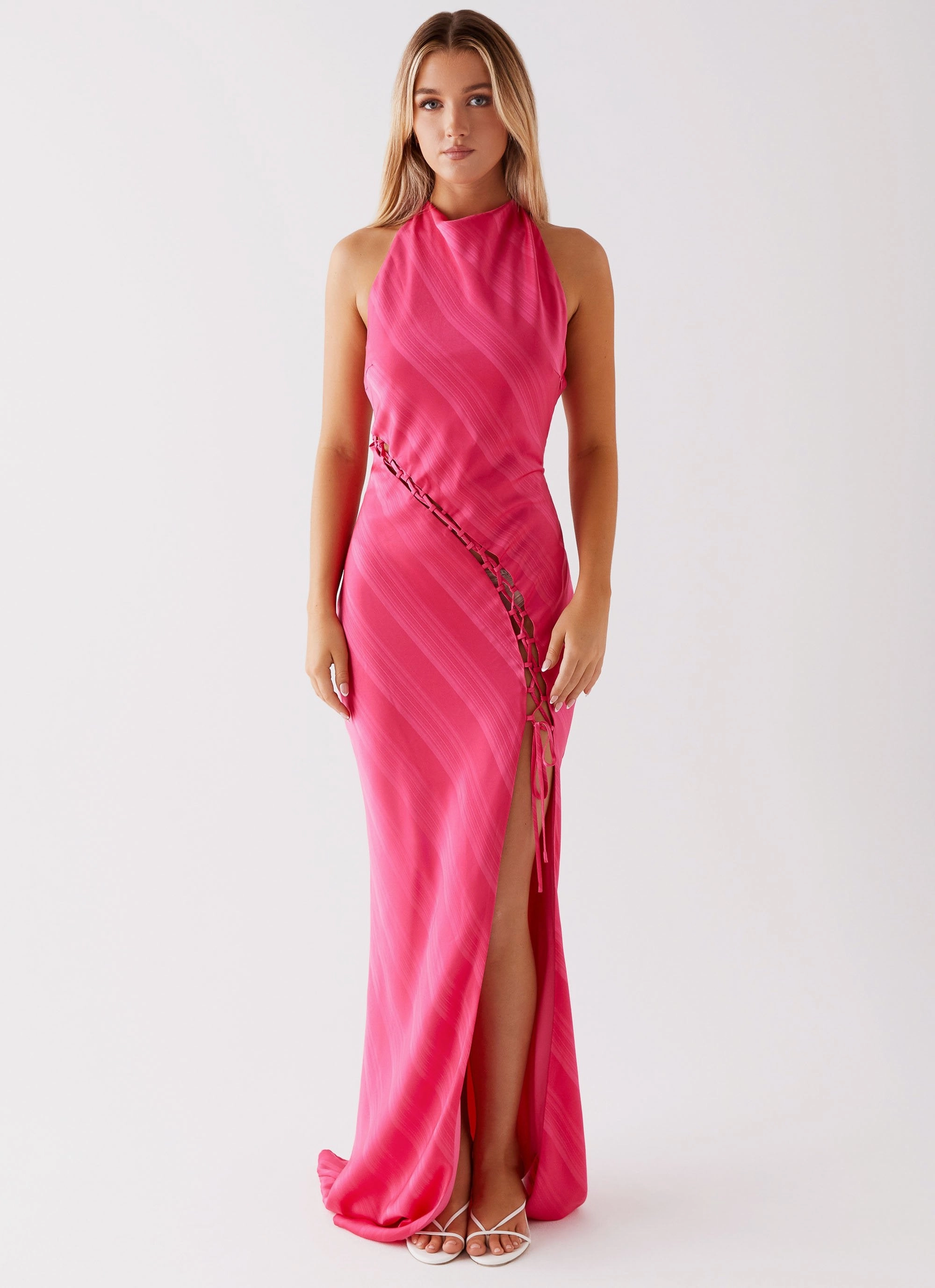 Heartbeat Maxi Dress - Pink Texture Play Decorative-Design
