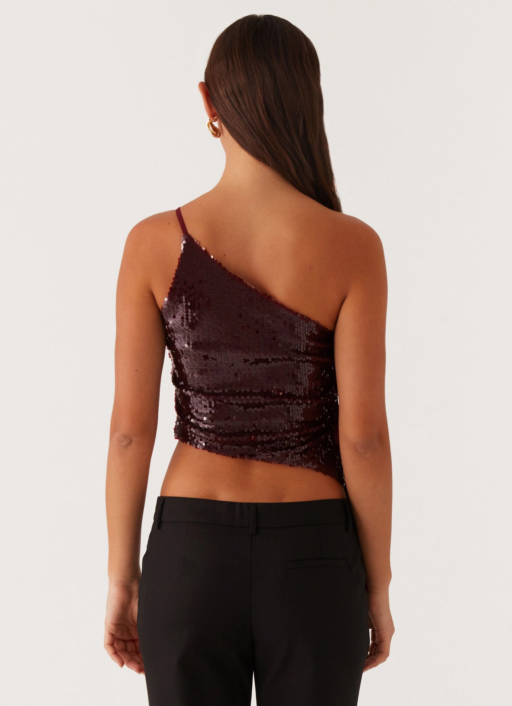 Winter Fashion Dry Weather Look Cosmopolitan One Shoulder Top - Maroon