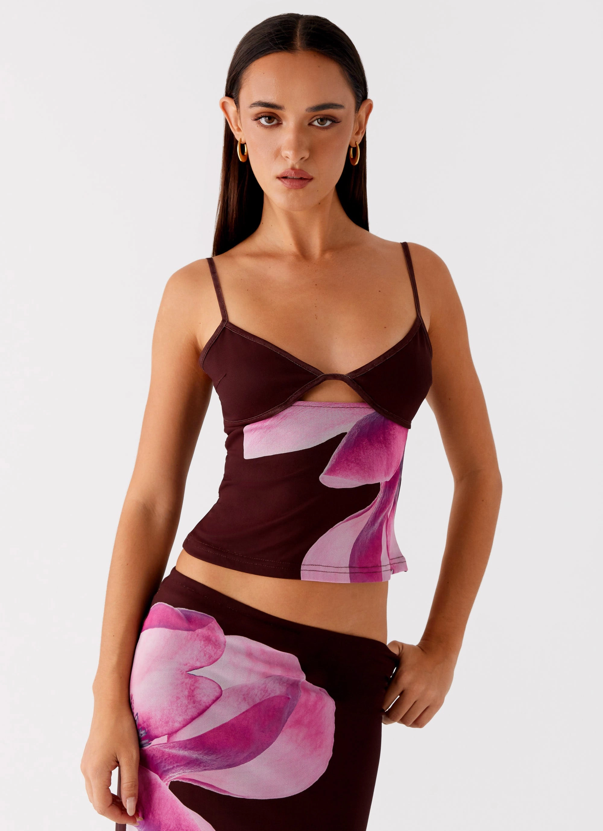 Summer Wardrobe Alpha Cut Out Top - Dark Chocolate
