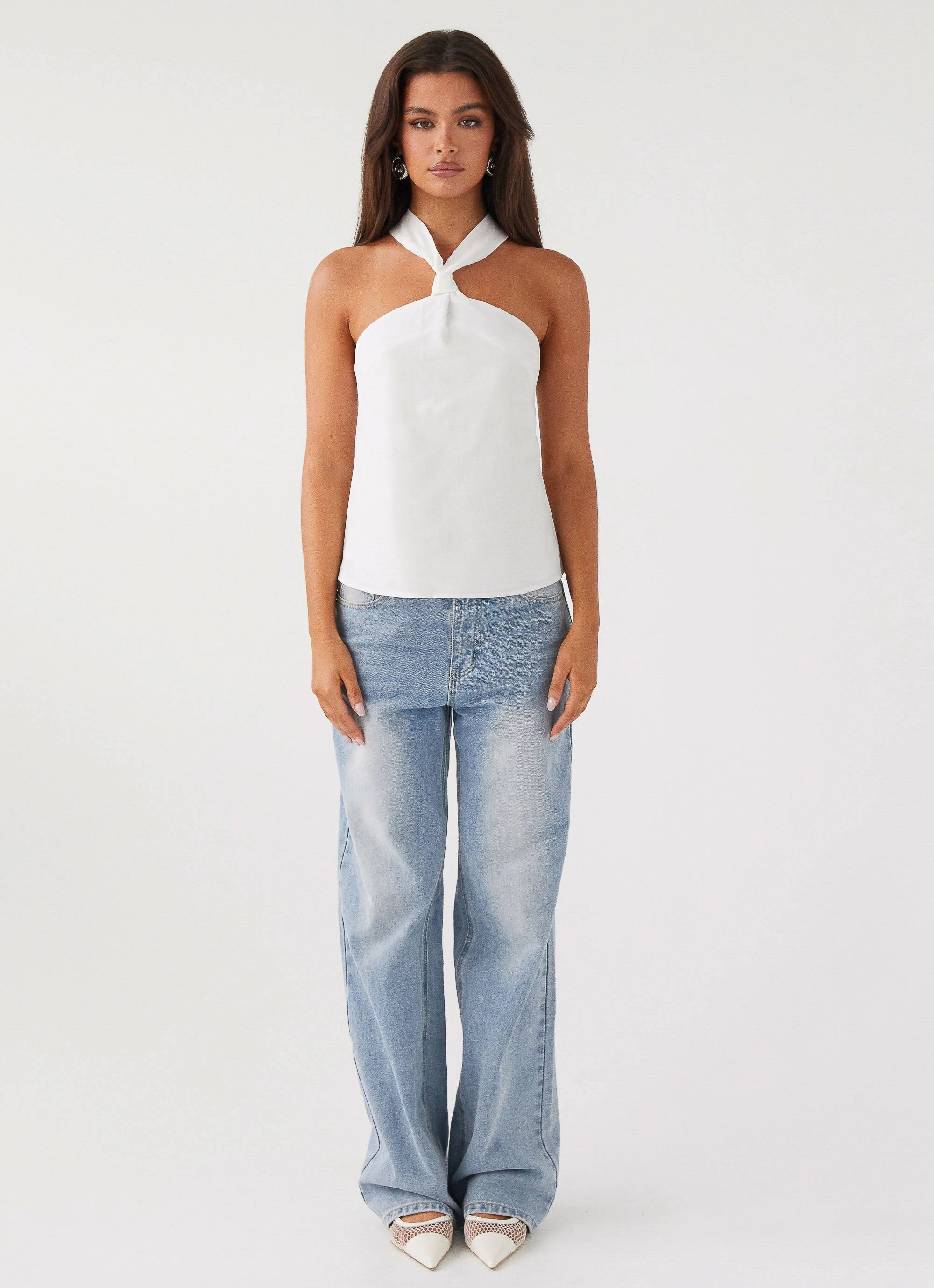 Keira Linen Top - White Durable Reinforced Elbow Patches Formal Blouse