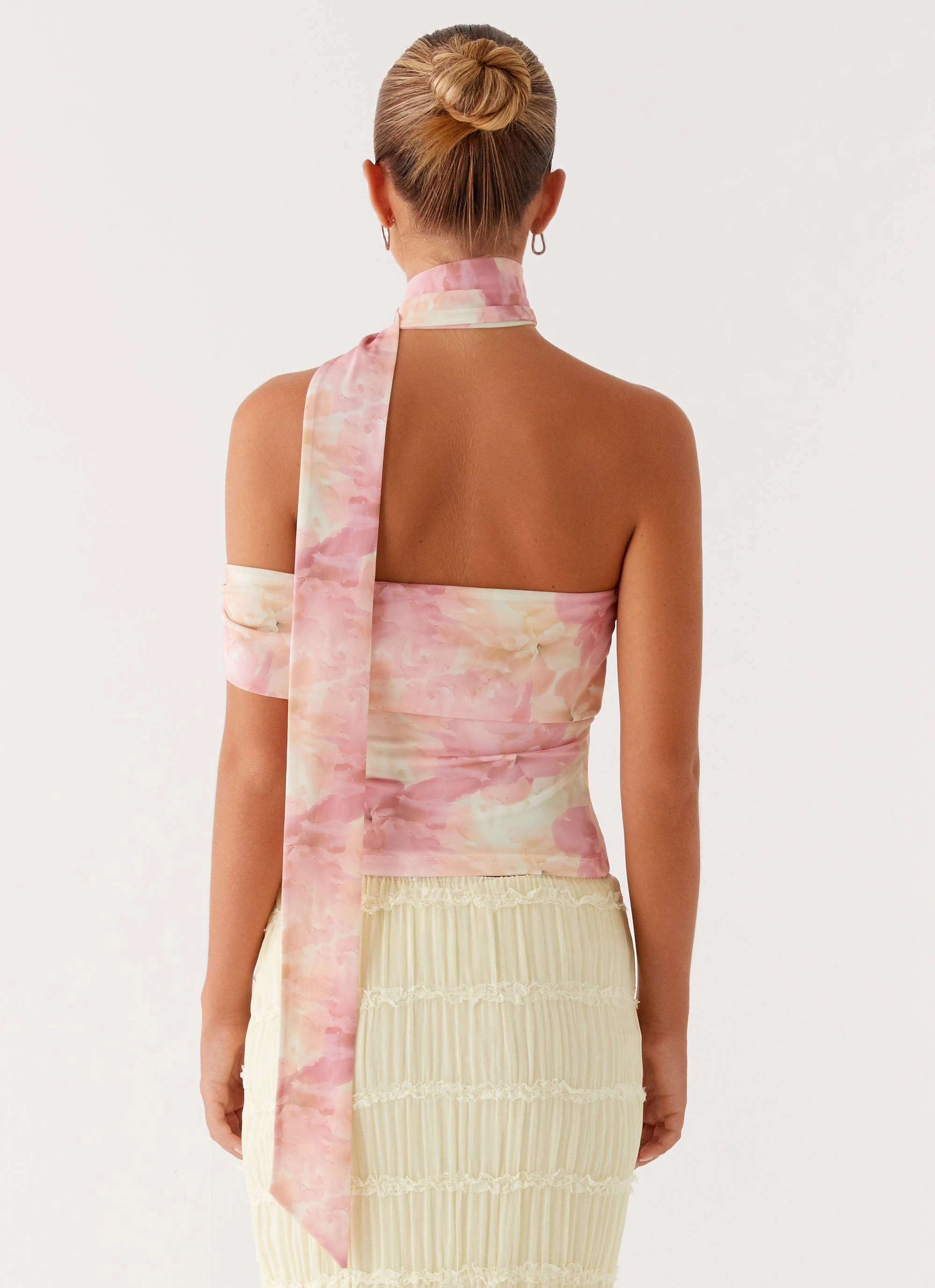 Christal Scarf Top - Floral Print NonRestrictive Bonded Seam Durability