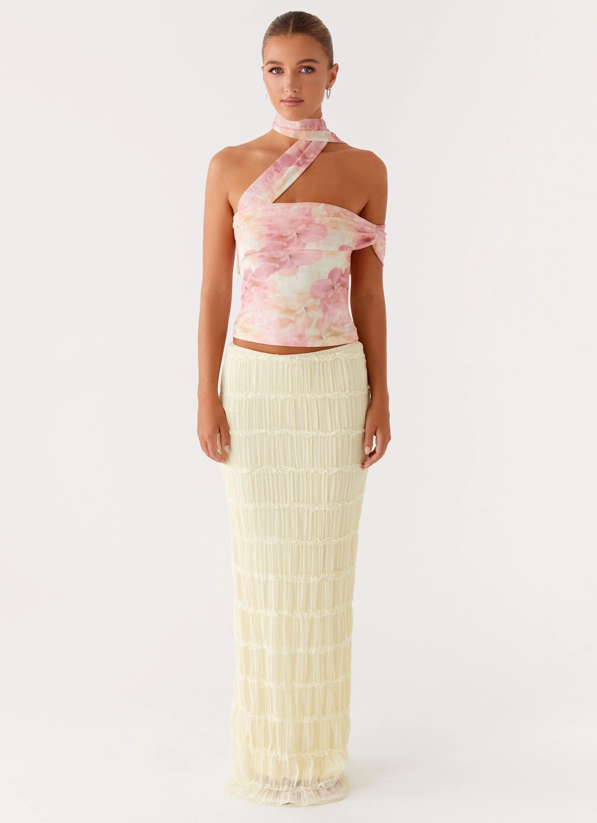ReflectiveAccents Christal Scarf Top - Floral Print