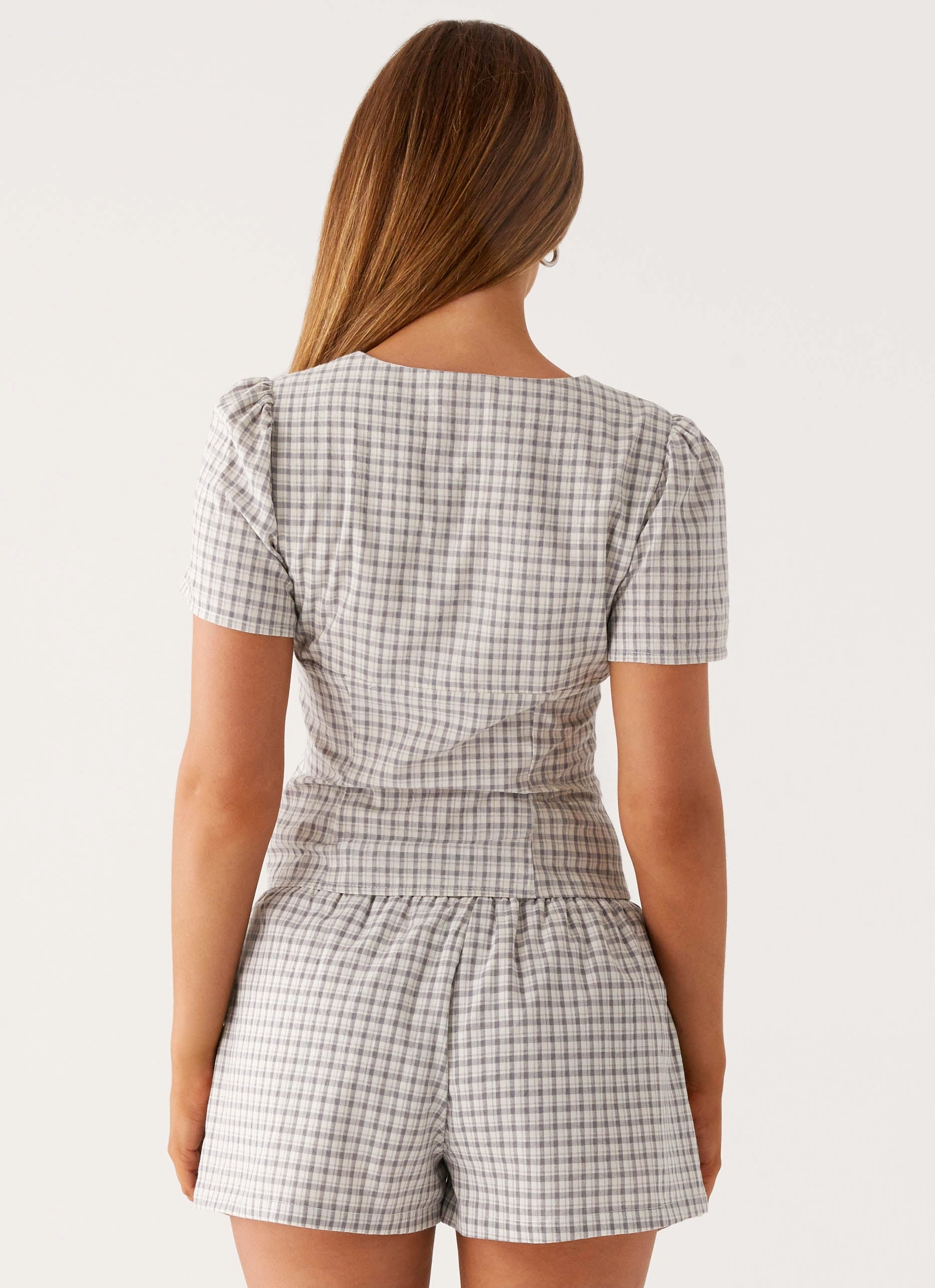 AntiStaticLining Adalina Button Up Top - Grey Check
