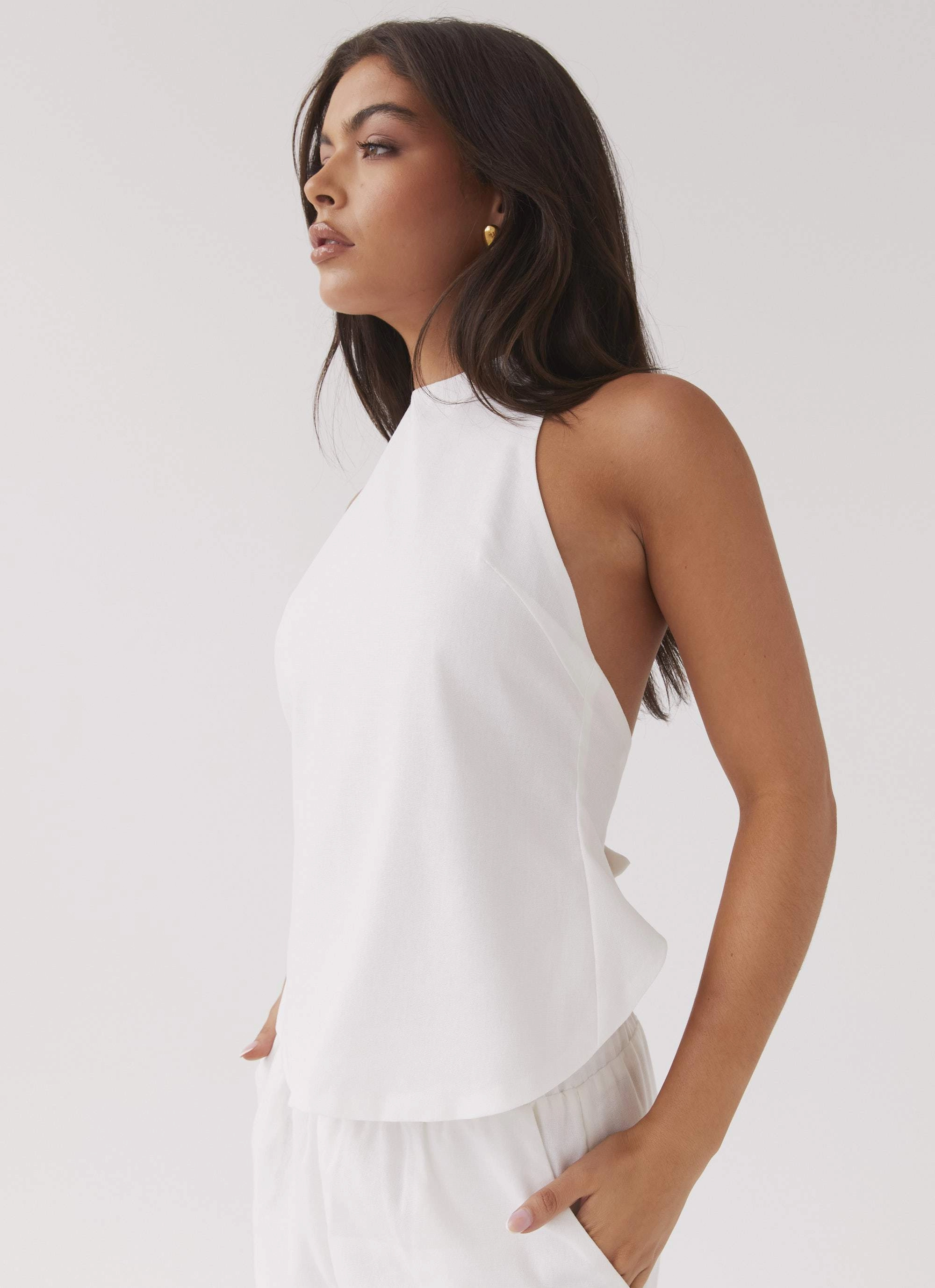 Heatwave Linen Apron Top - White Light Fabric MultiPocket Configuration