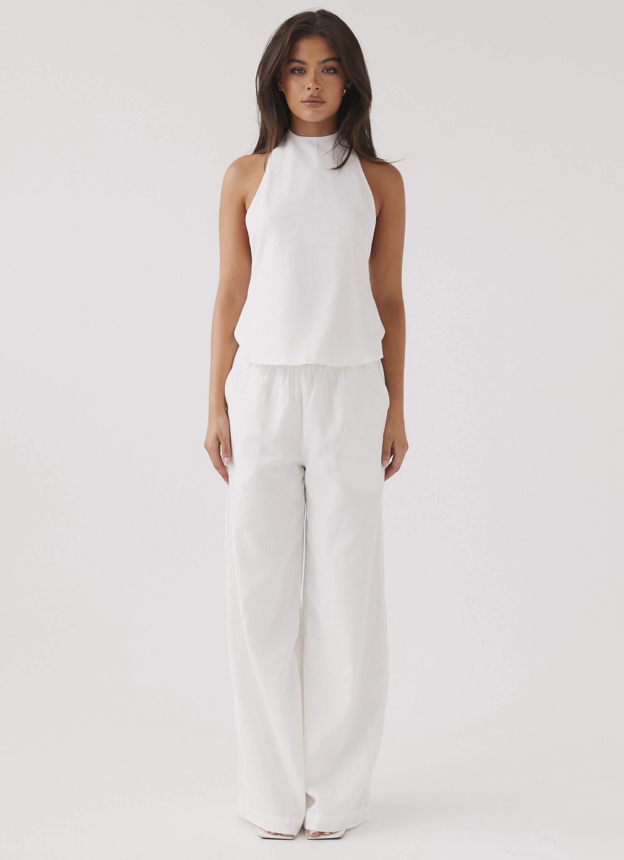 Heatwave Linen Apron Top - White Bonded Seam Innovation Oversized Silhouette