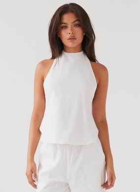 ElasticTrimming Sustainable Manufacturing Heatwave Linen Apron Top - White