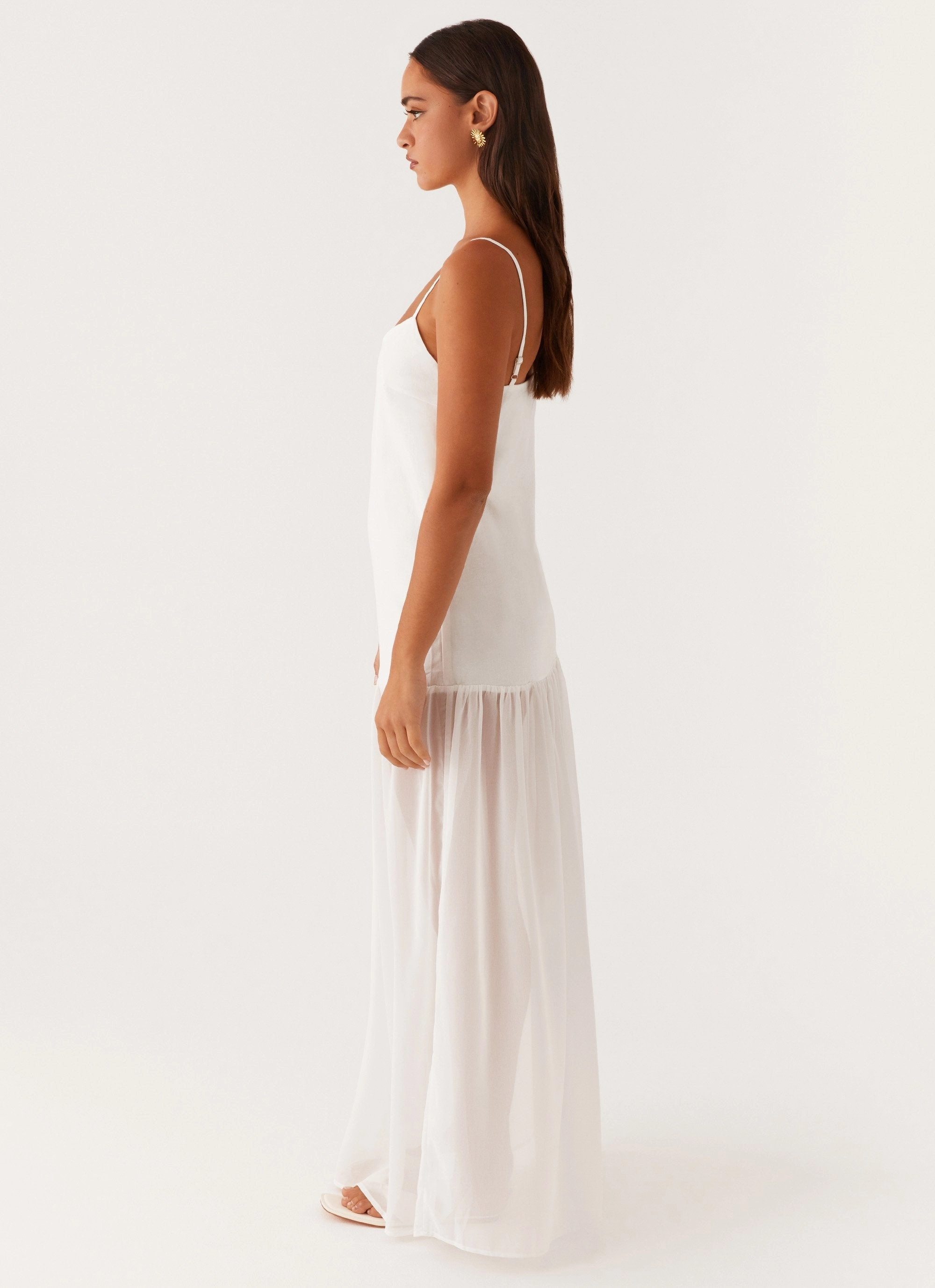 Modern Twist Drapey Fabric Heavenly Linen Maxi Dress - White