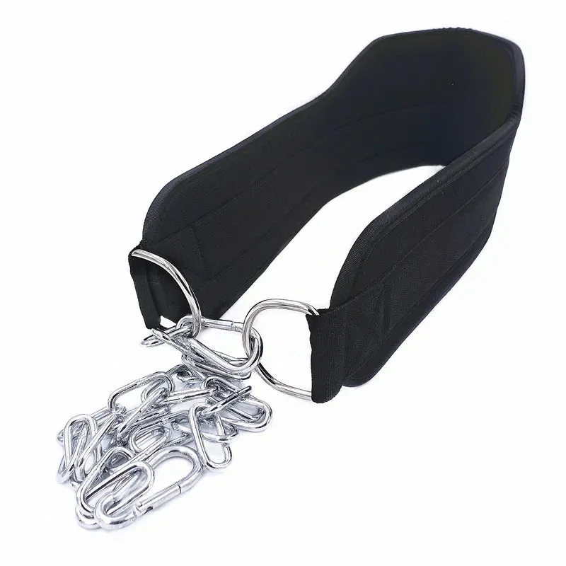 Heavy Duty Fitness Dips Weight Lifting Belt with Chain Strap Wide Thick Neoprene Padded for Pull Ups Squat Bodybuilding Workouts