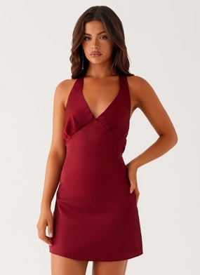 Classic wrap dress Heavy Hearted Mini Dress - Wine