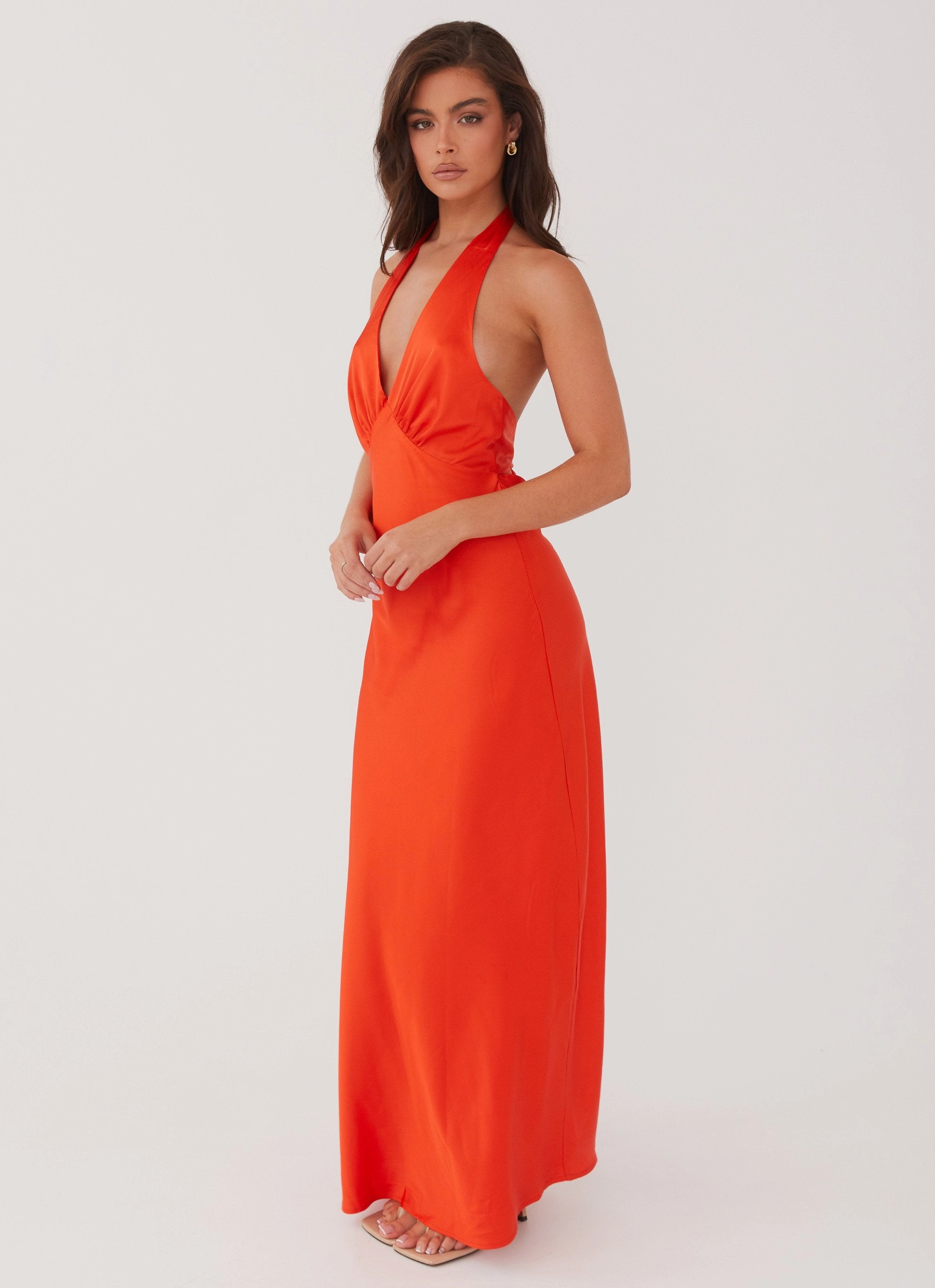 Heavy Hearted Satin Maxi Dress - Sunset Church Proper Bow-Detail