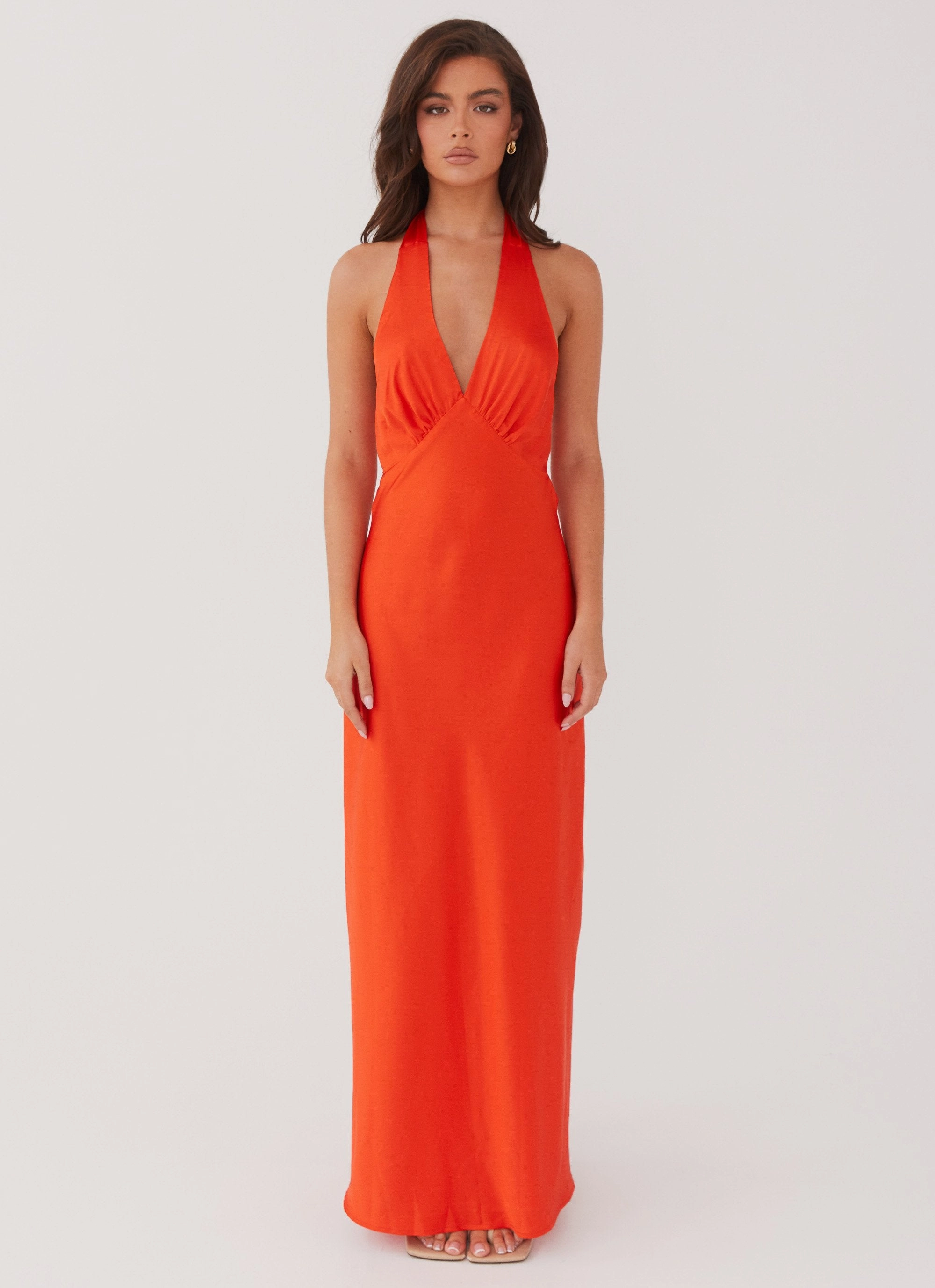 Heavy Hearted Satin Maxi Dress - Sunset Clean Tone