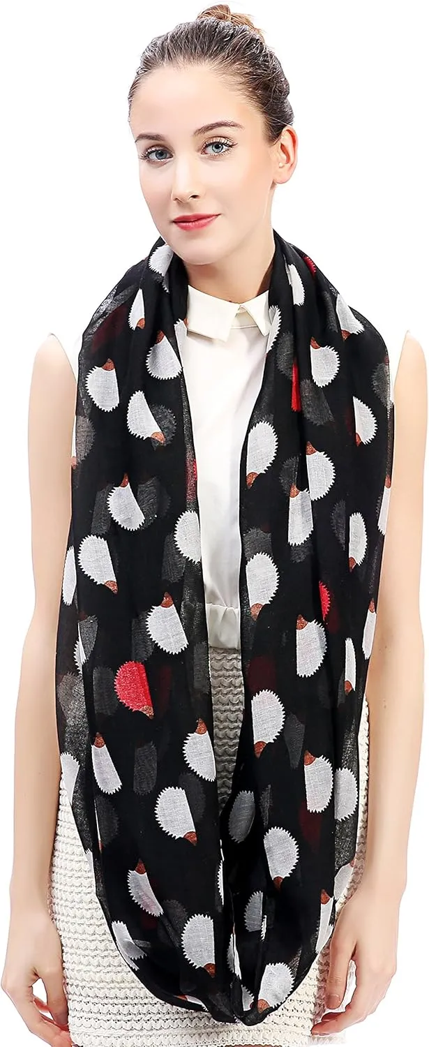 Hedgehog Animal Print Women's Infinity Scarf Lightweight