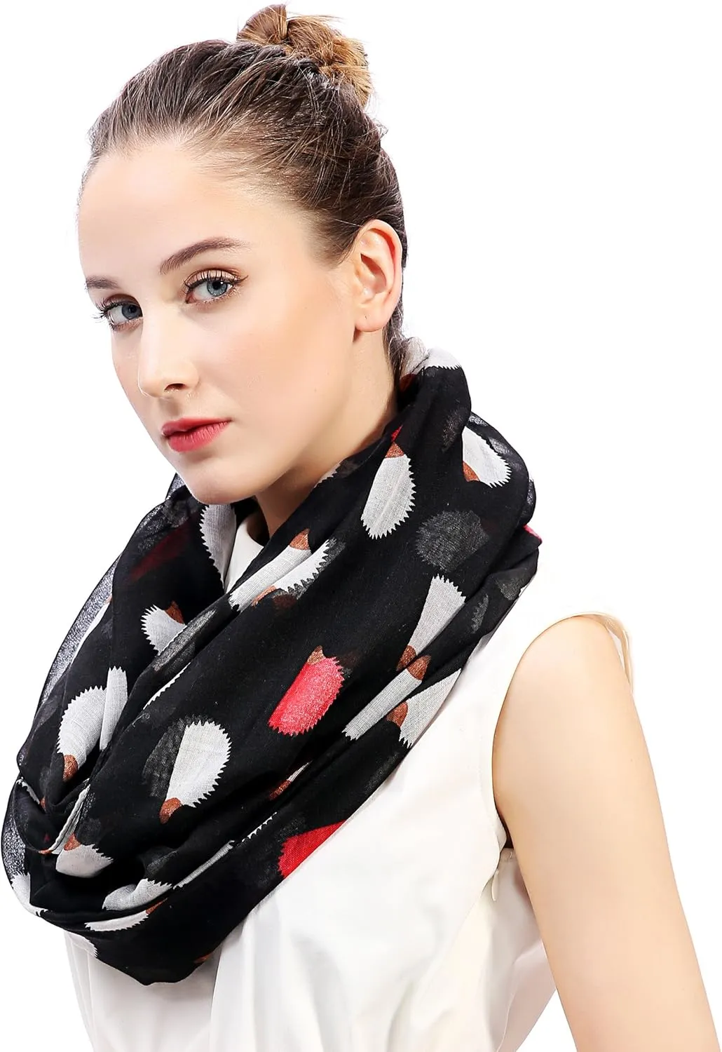 Hedgehog Animal Print Women's Infinity Scarf Lightweight