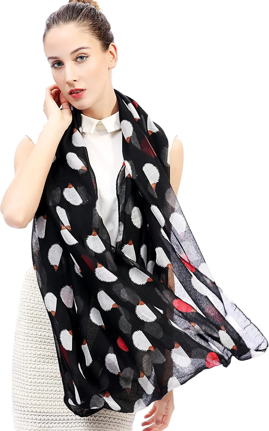 Hedgehog Animal Print Women's Infinity Scarf Lightweight