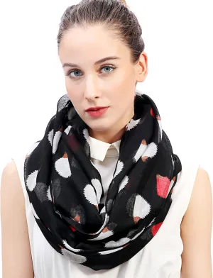 Hedgehog Animal Print Women's Infinity Scarf Lightweight