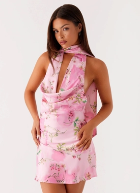 Heidi Mini Dress - Pink Floral Formal Style