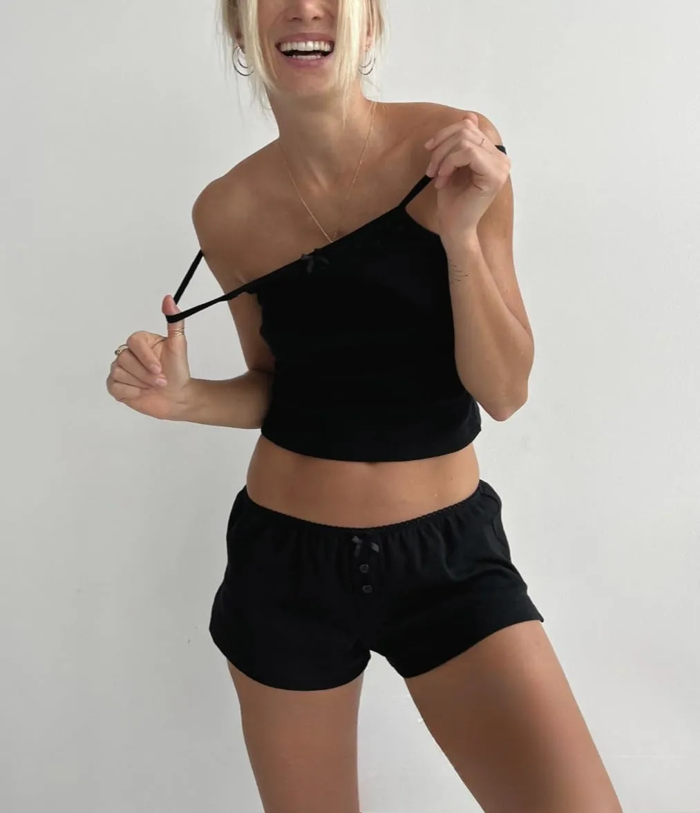heyheyshine 2 Piece Pajama Set for Women Cami Sets Y2k Cute Pajamas Sleeveless Tank Tops Ribbed Knit Loungewear Sleepwear