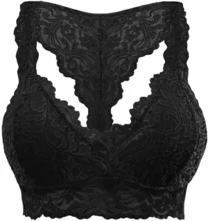 HGps8w Women Sexy Racerback Lace Bra Floral Lace Padded Breathable Breathable Bralette Bustier Sports Bras Crop Tops