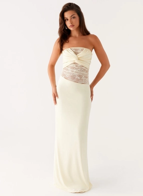 Sweet Energy Strapless Maxi Dress - Yellow Young Edge Trendy Vibe