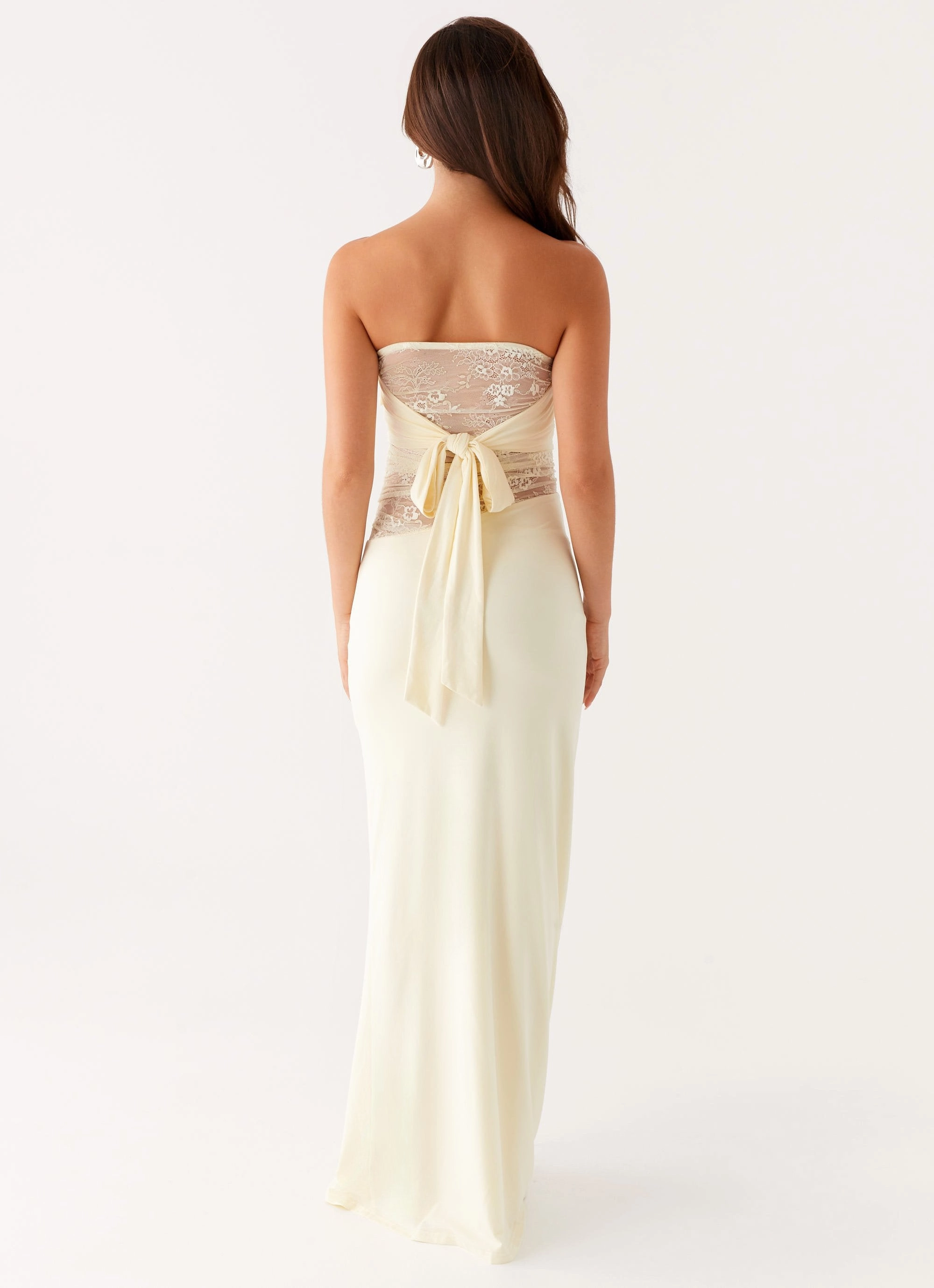 Everyday-Use Light and Comfortable Wear Sweet Energy Strapless Maxi Dress - Yellow