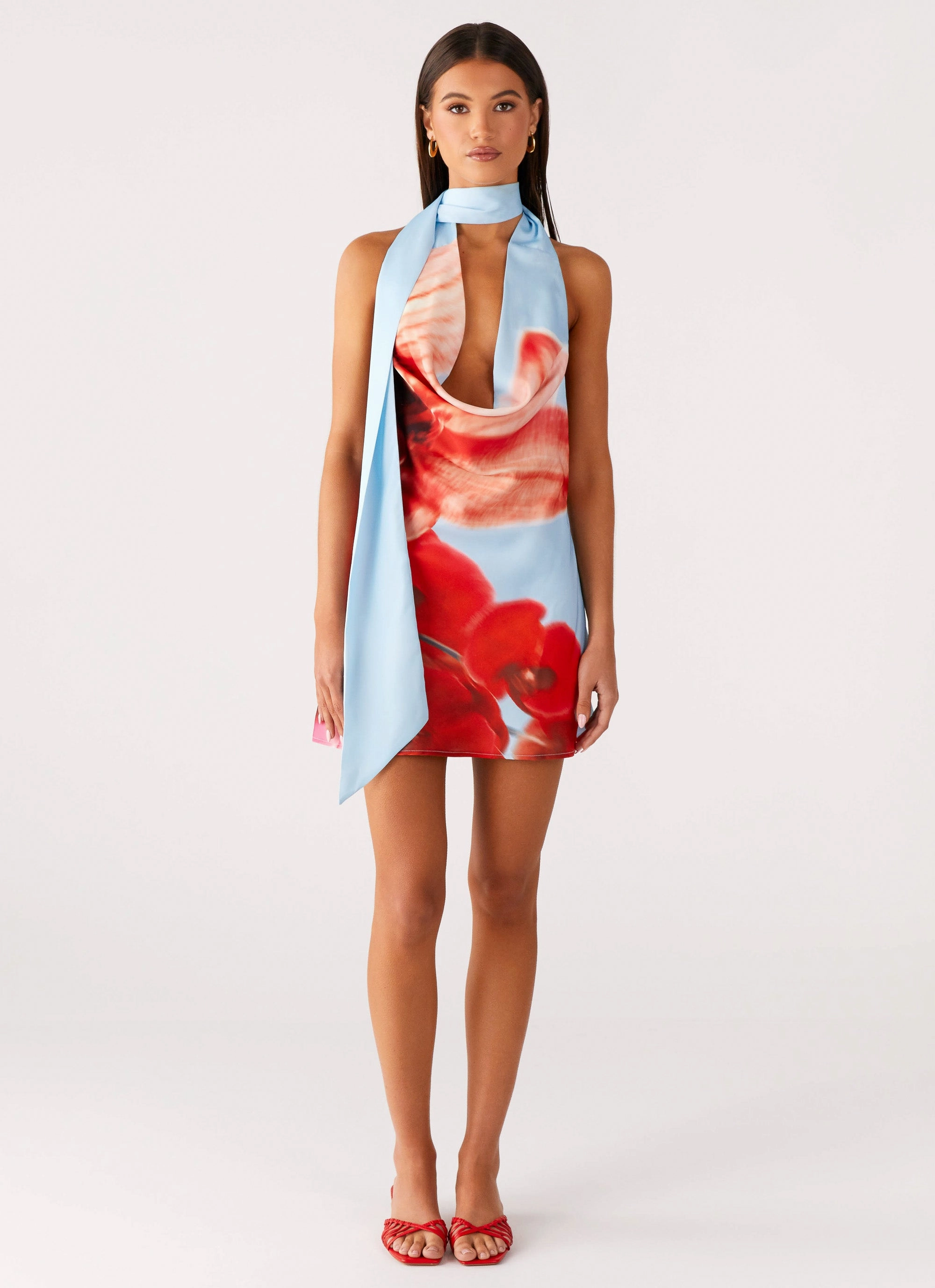 Skin-friendly Lightweight-Structure Heidi Mini Dress - Turquoise Bloom