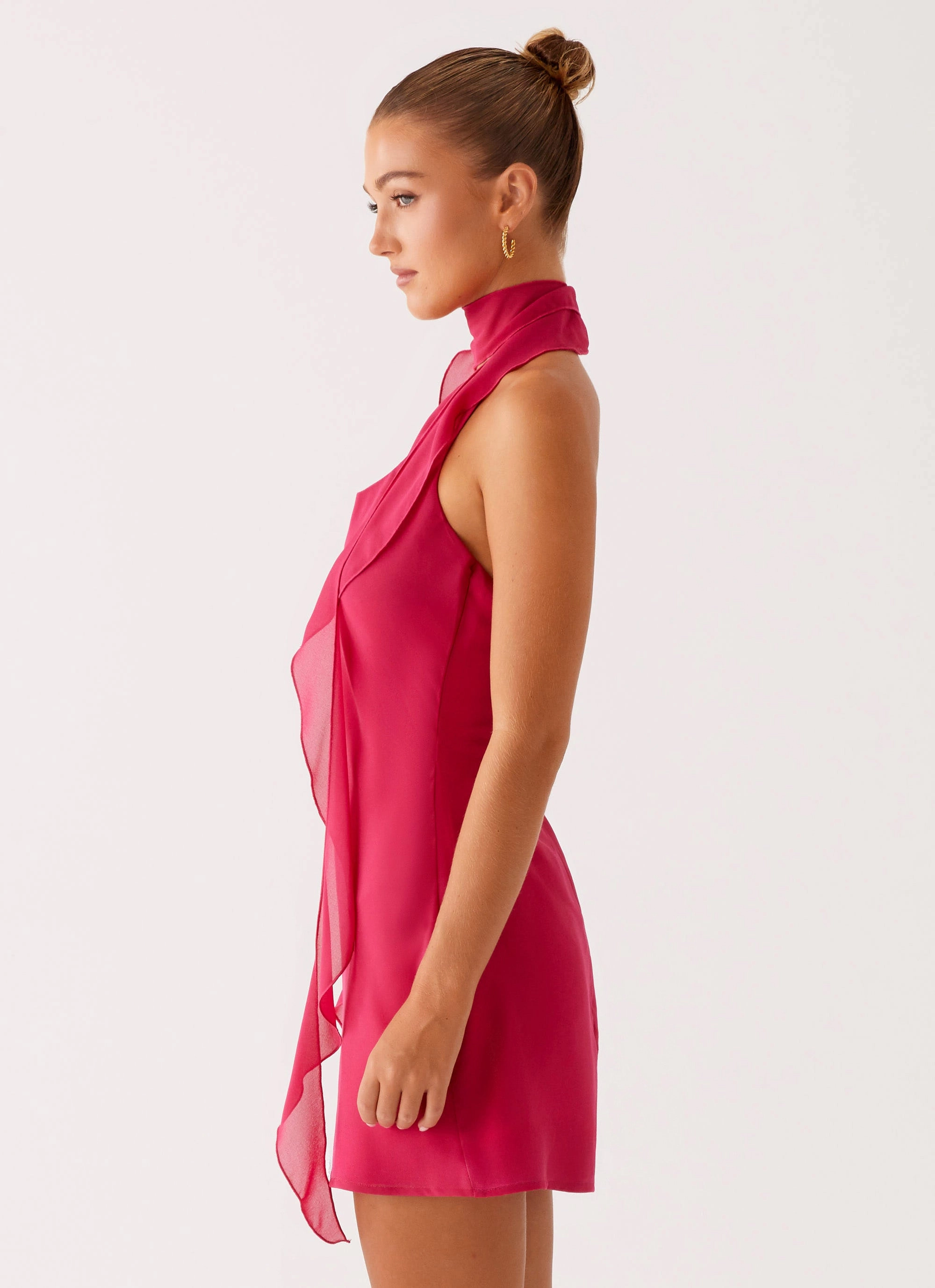 Romantic-Style Easy Look Tanner Mini Dress - Fuchsia