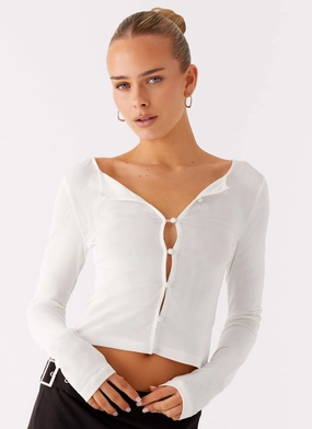 Fifth Ave Mesh Long Sleeve Top - Off White NeutralPalette