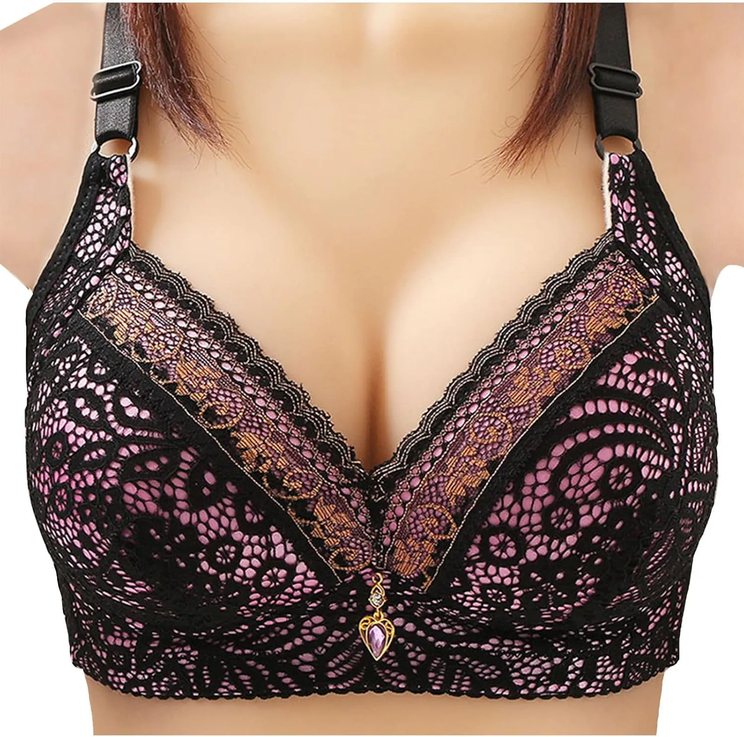 High Support Bra for Women Plus Size Full-Coverage Bras Sexy Lace Push Up Bra Soft Breathable Leisure Bralette