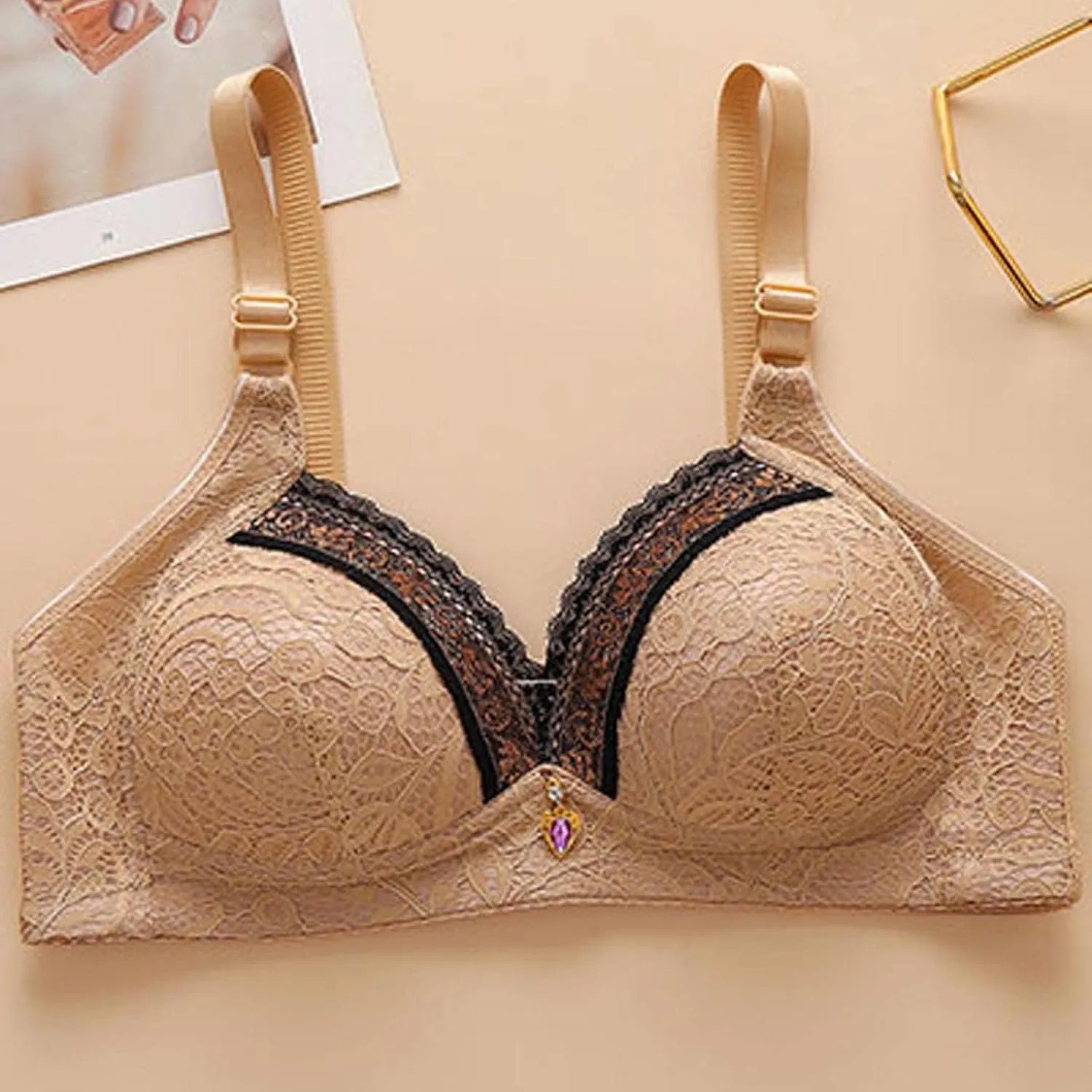 High Support Bra for Women Plus Size Full-Coverage Bras Sexy Lace Push Up Bra Soft Breathable Leisure Bralette