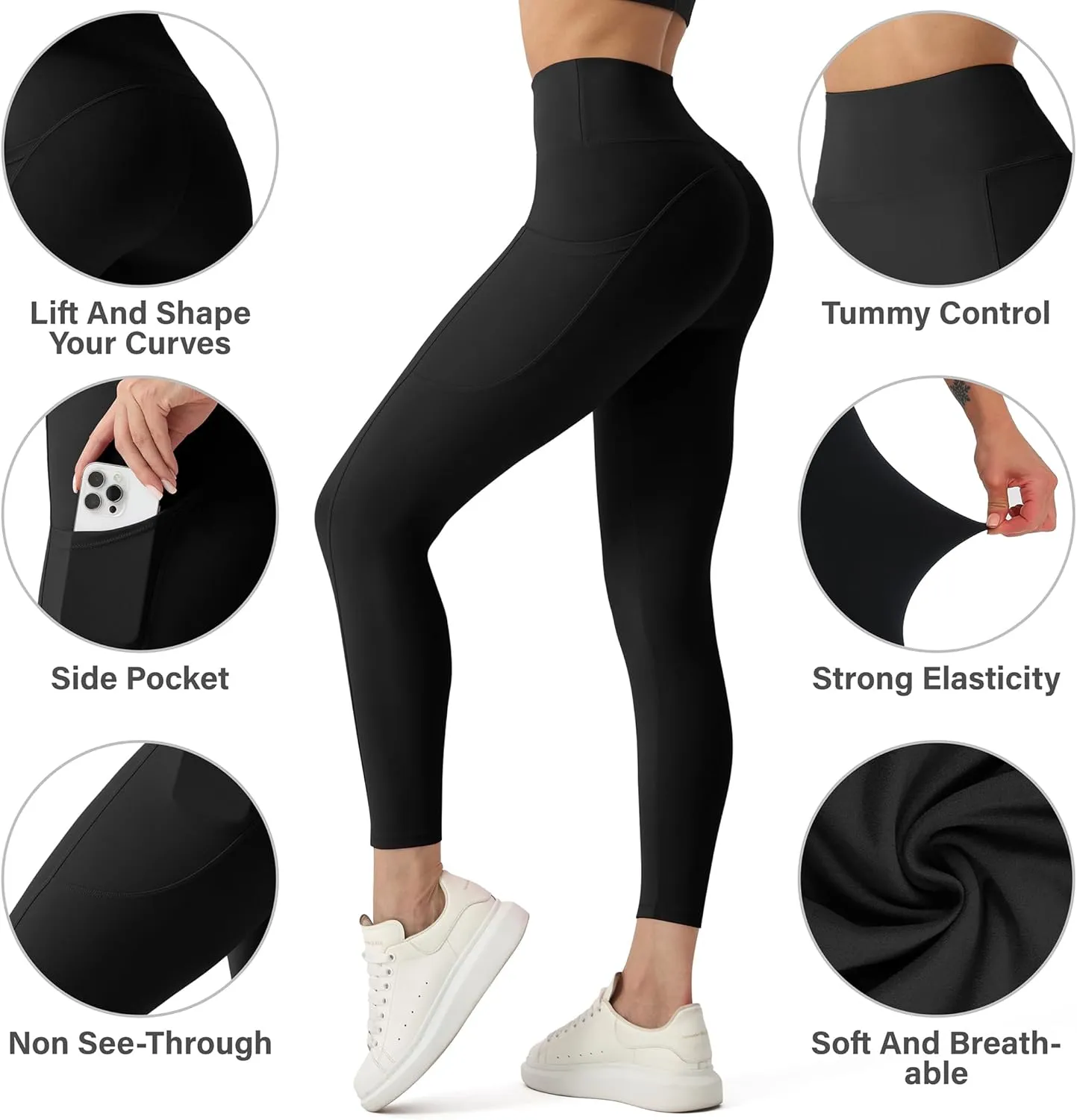 High Waisted Leggings for Women - No Front Seam Tummy Control Soft Yoga Pants for Workout Athletic Seamless Leggings