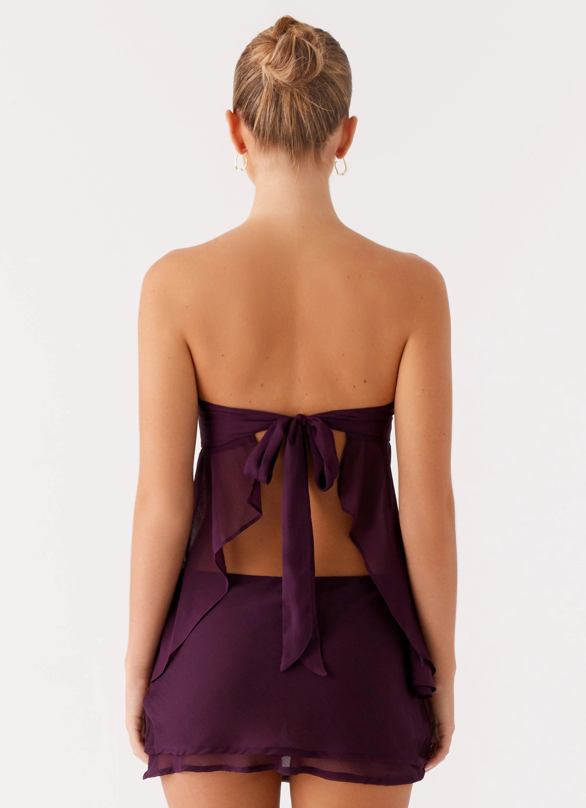 Caleb Top - Plum Self Fabric Tie Closure