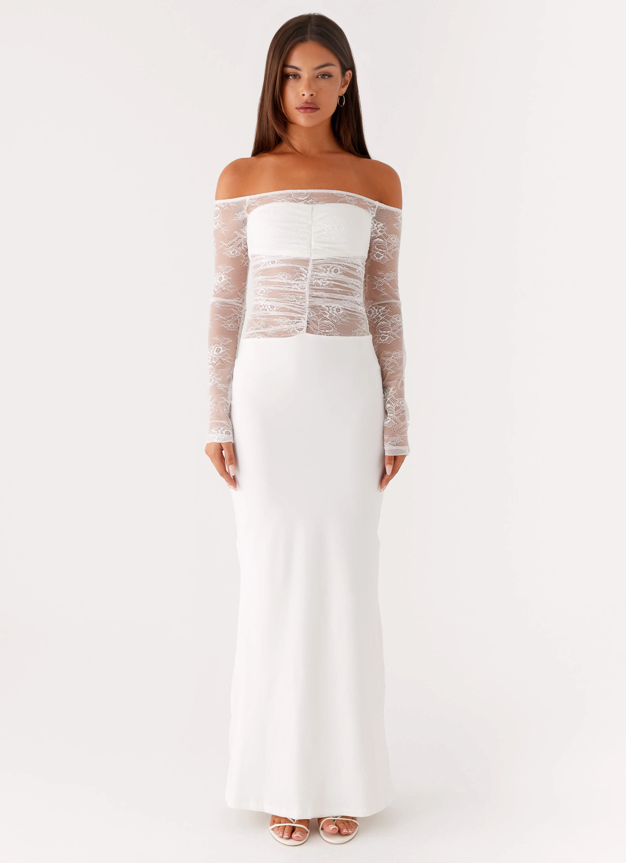 Avi Maxi Dress - White Urban Touch Front-Slit