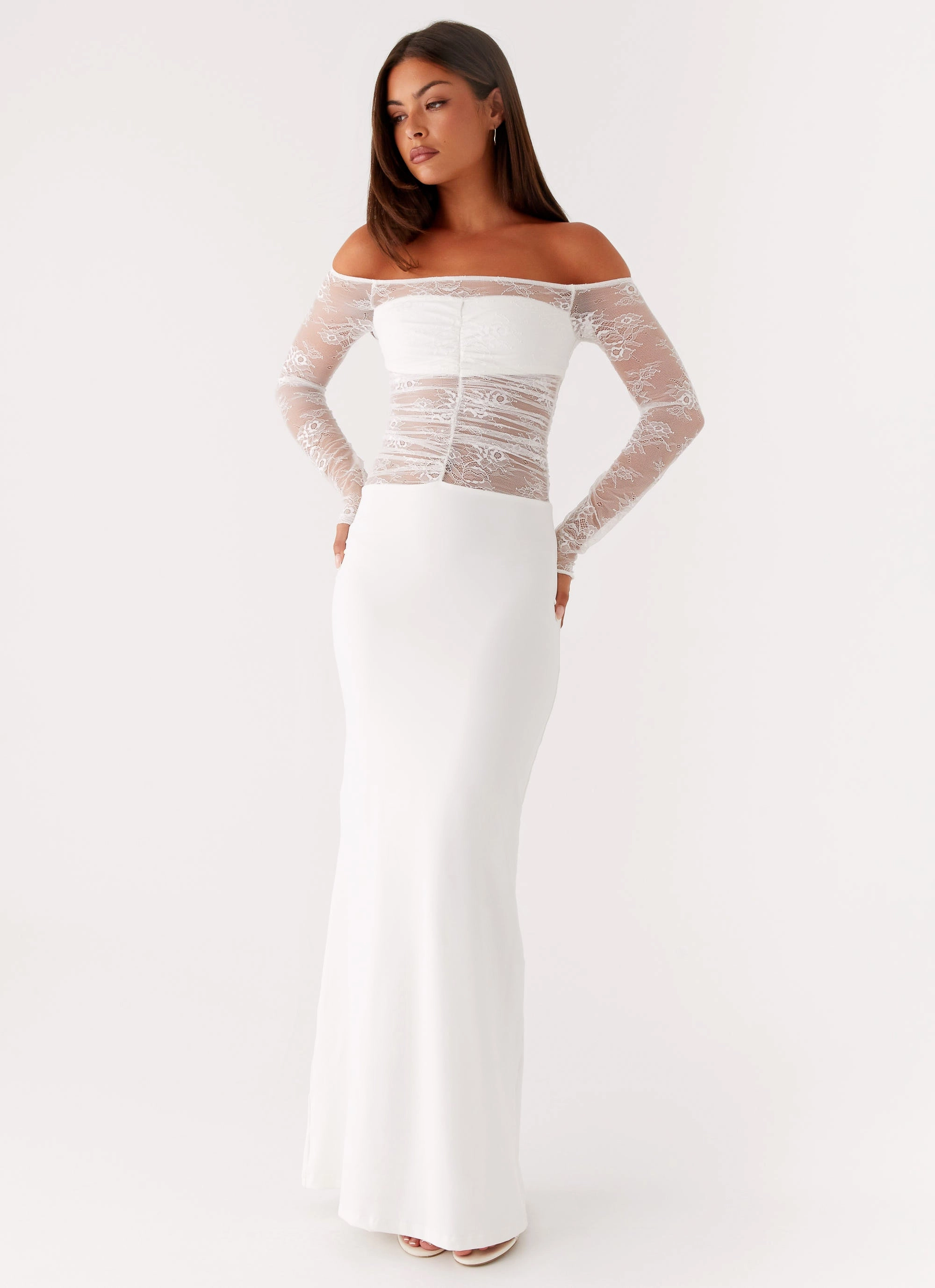 Avi Maxi Dress - White Slit-Hem