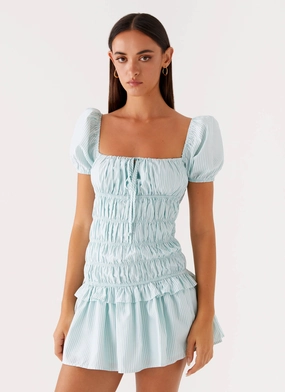 Yolene Mini Dress - Green Gingham Dress-Up Style Smart Layer Wear