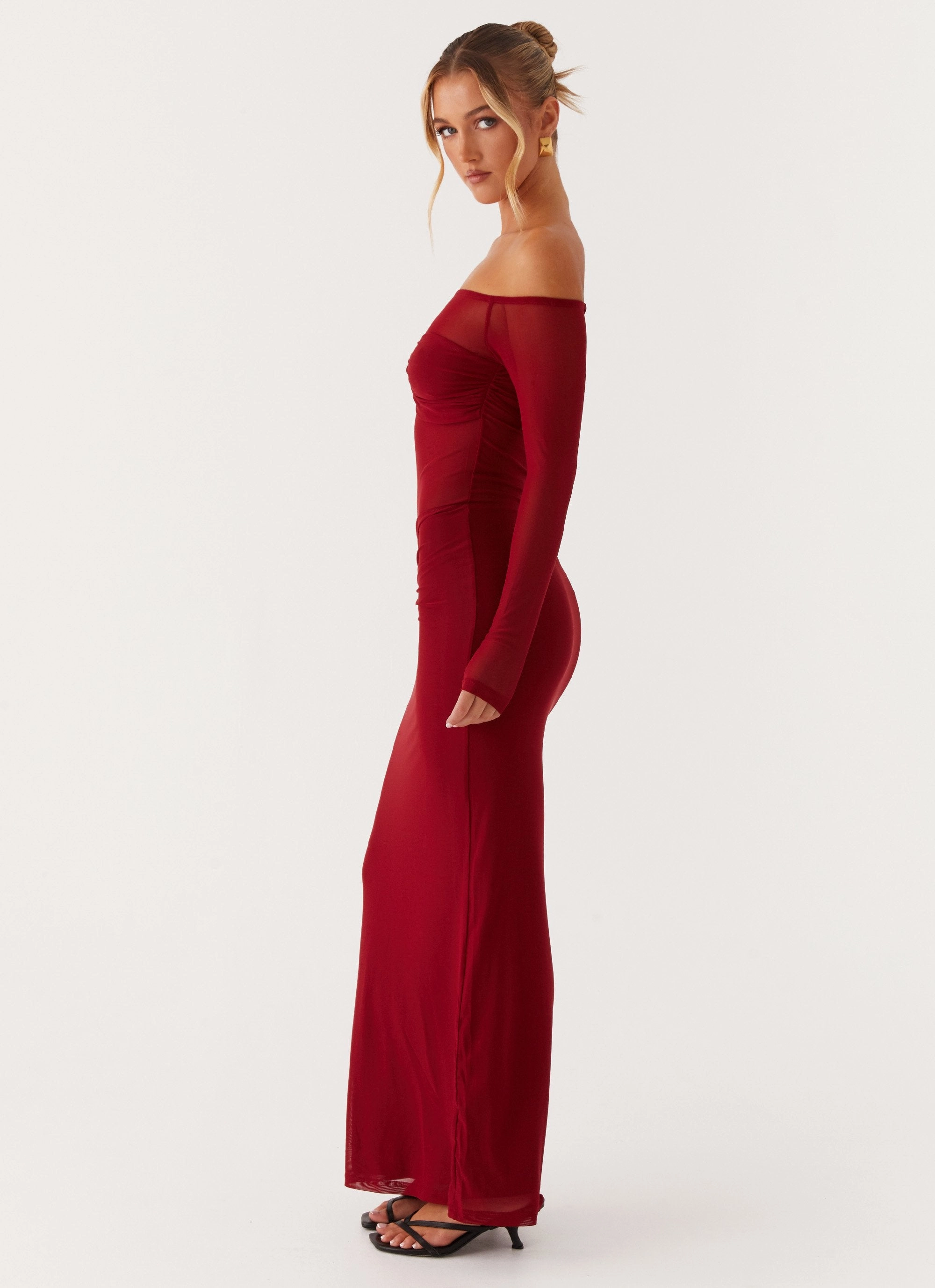 Church Proper Divine Beauty Mesh Maxi Dress - Maroon