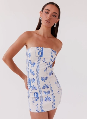 Freya Linen Tube Dress - Floral Wave Urban Style Texture Blend