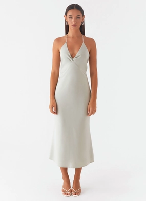 Trendy Cut High Note Midi Dress - Sage