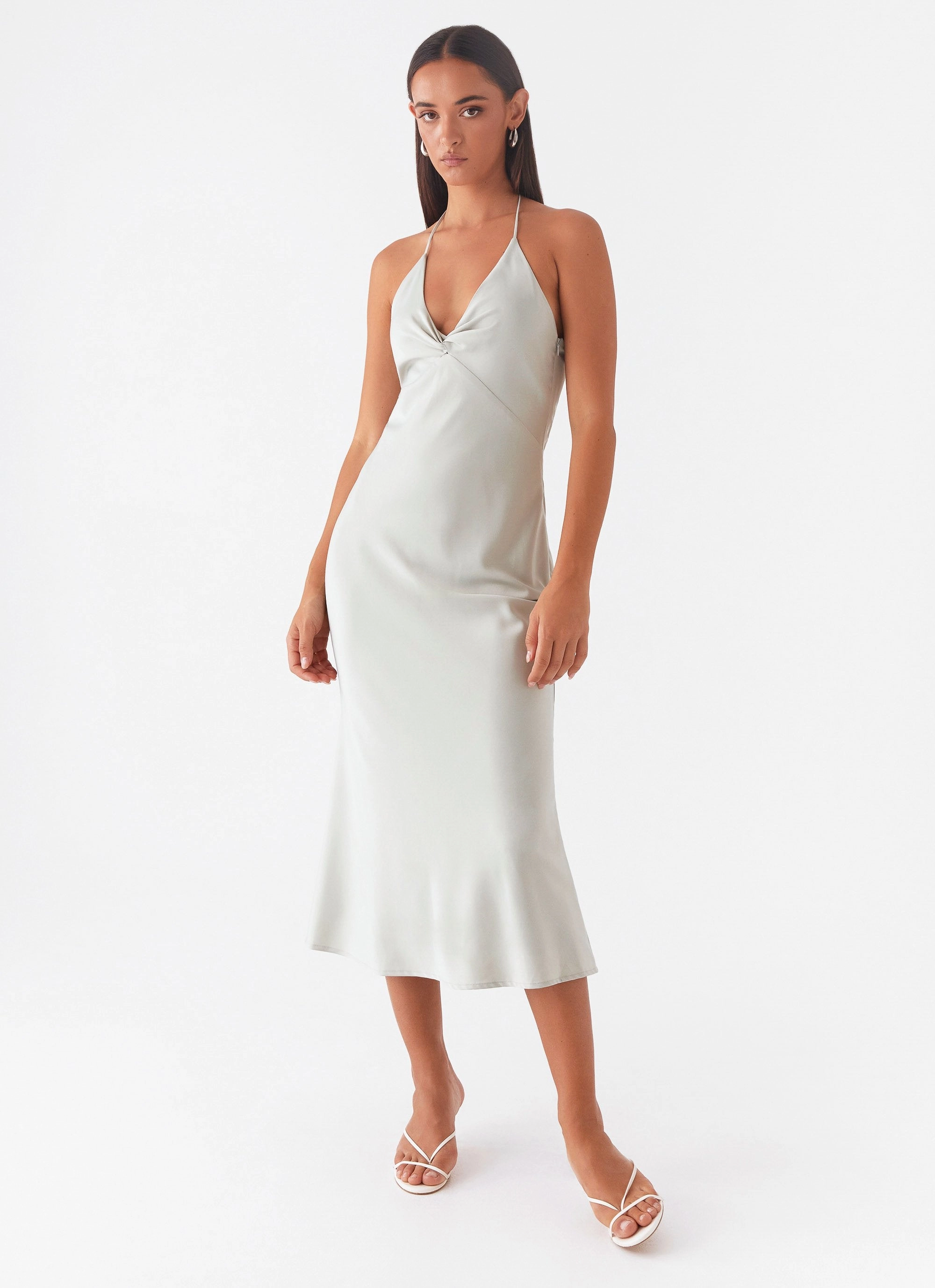 Summer Air Neutral Form High Note Midi Dress - Sage