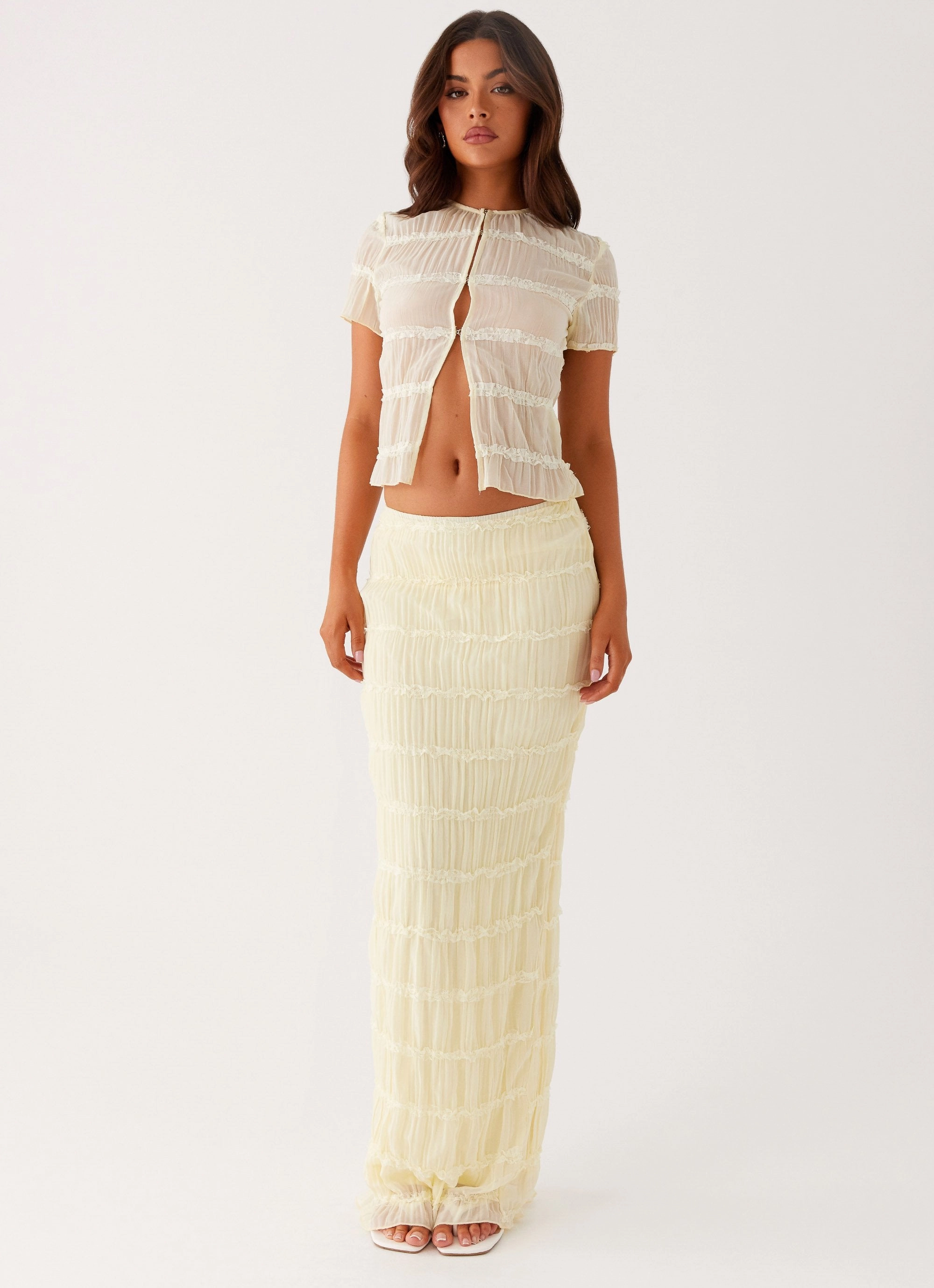 MachineWashable Daydreaming Low Rise Maxi Skirt - Yellow